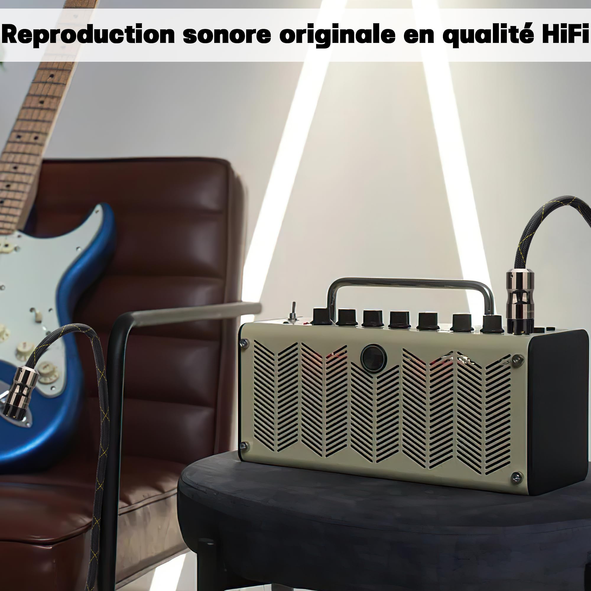 avec Blindage Cable Secteur HiFi, avec Anneau de ferrite, câble d'alimentation Audio en cuivre sans oxygène Haut de Gamme（2m）