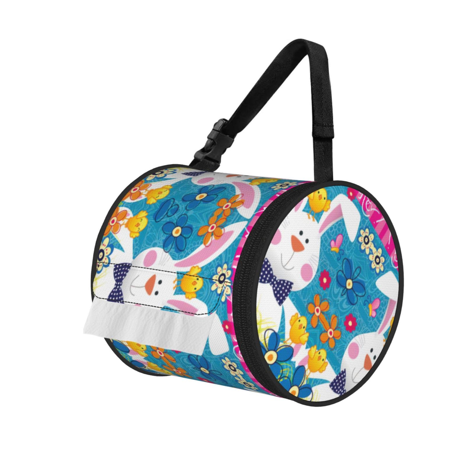 Spring Happy Easter Holiday Print Fashion Tissues Organizer Box, Hanging Tissue Holder For Purse Coins For Car Office Daily Outing