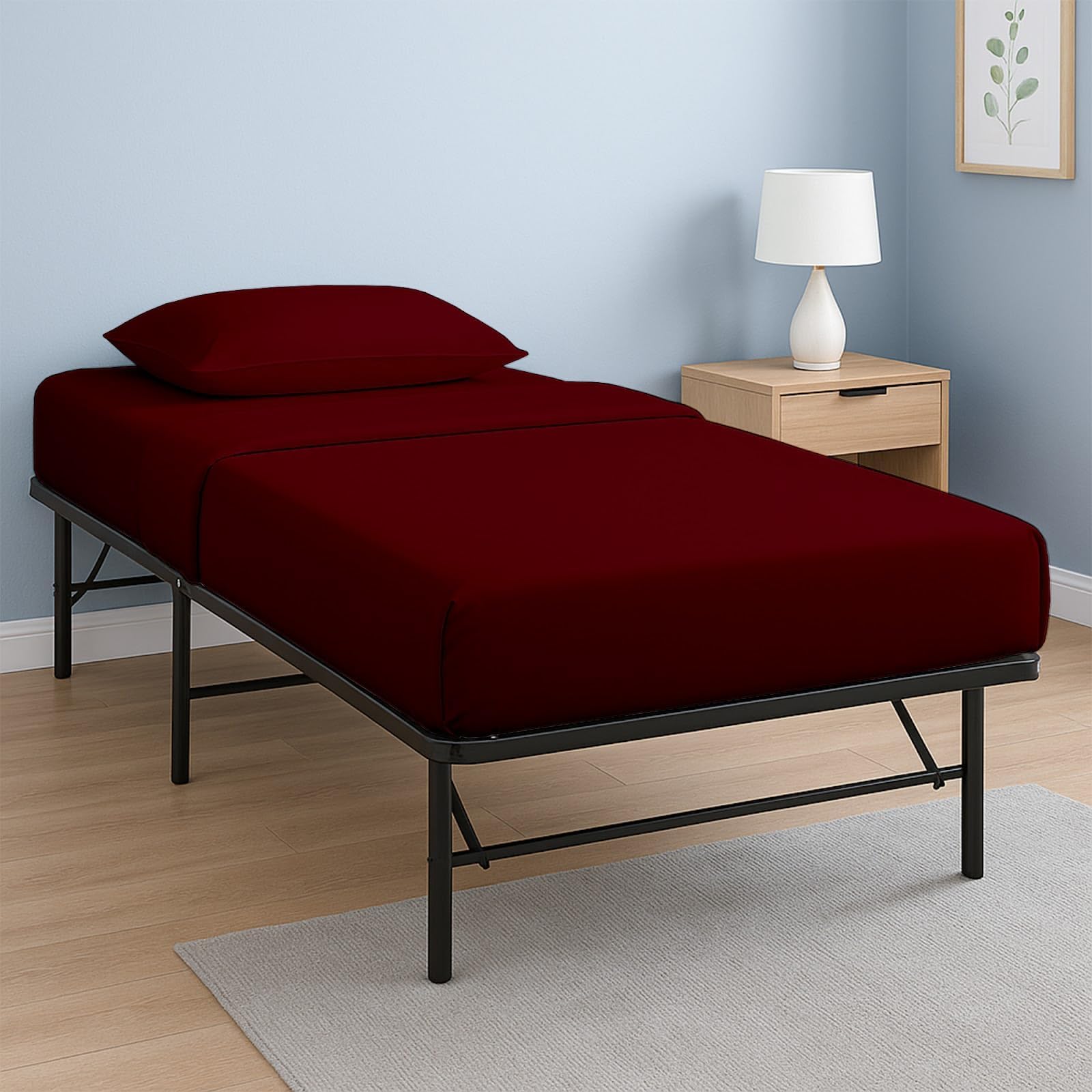 Cot Sheets 28x75 Set Cotton-Cot Sheets 28" x 75" Fitted Cot Sheet Perfect for Narrow Twin, Cot Size, Rv Bunk, Camping Cot, Guest Bed Replacement-Sheets for Cot Bunk Bed-Cot Size Sheets(Burgundy Solid)