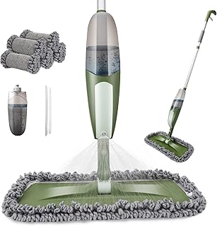 Midyb Microfiber Spray Mop for Hardwood Tile Laminate Floors Cleaning, Flat Wet Dry Mops with 550ML Refillable Bottle, Dust Mop with 5 Reusable Washable Pads &1 Scraper