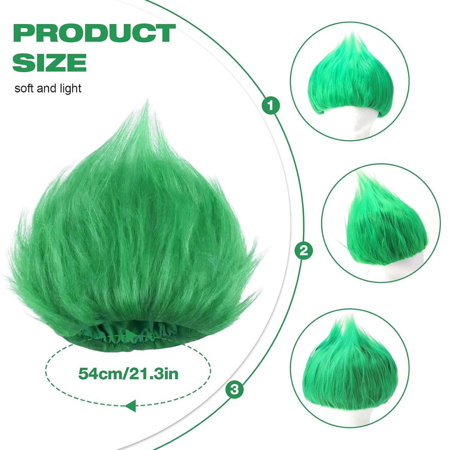 Green Funny Wigs for Adult Crazy Costume Wig for Halloween Cosplay Party