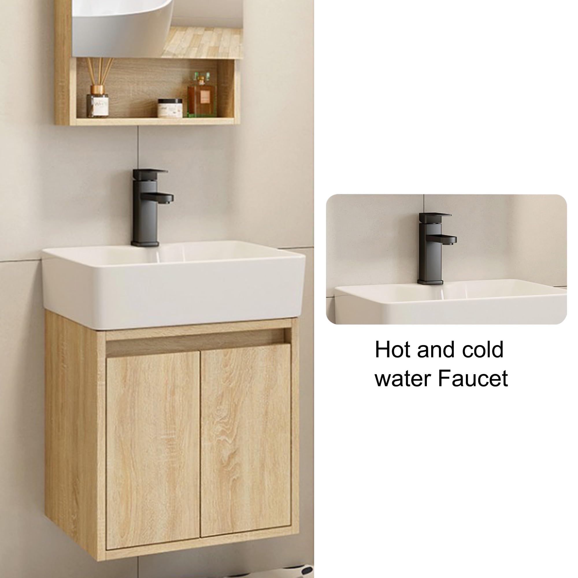 Mueble de Baño Suspendido con Lavabo Pequeño para Espacios Reducidos(Small)