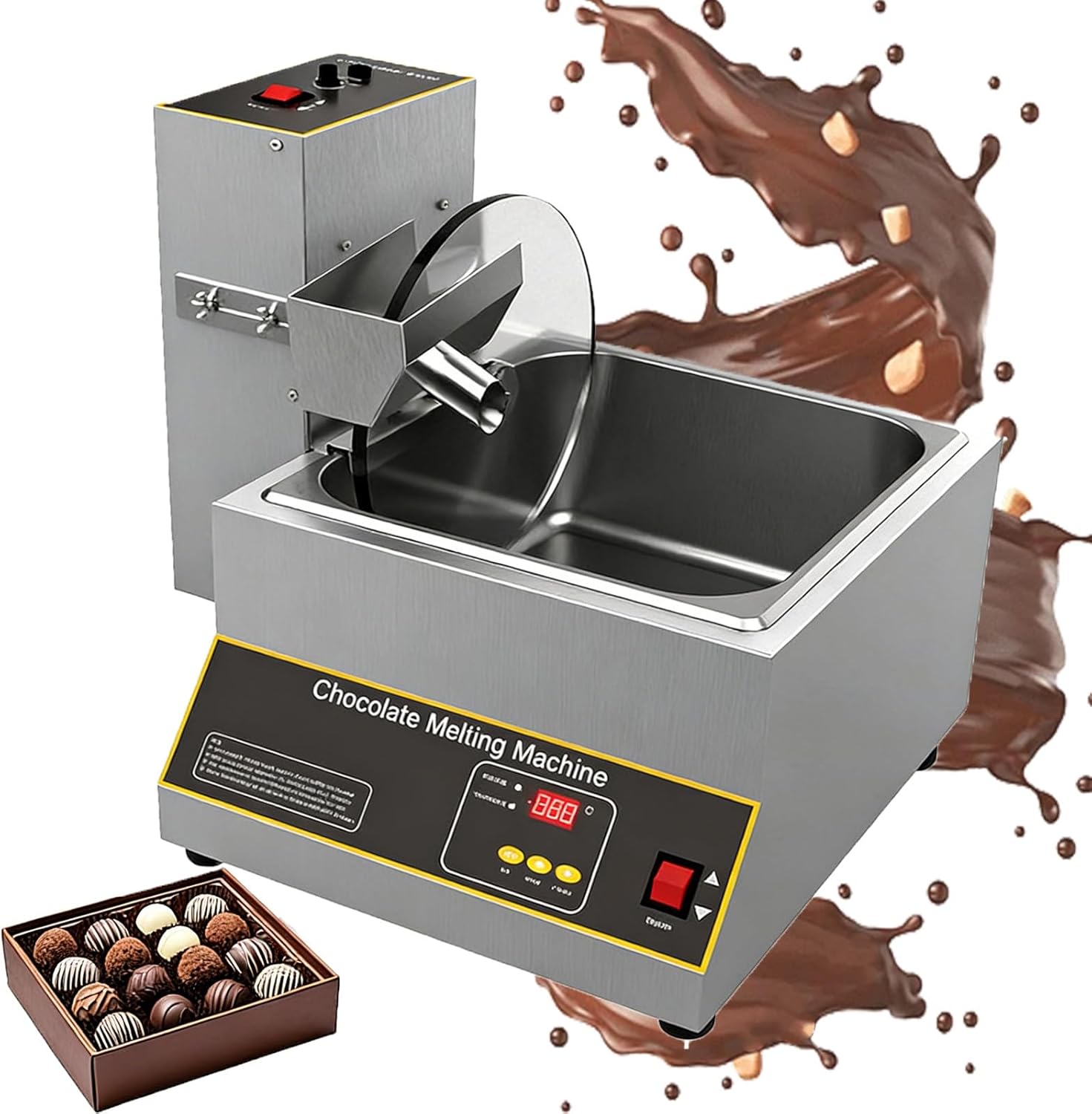 Chocolate Melting Pot, 8/12lb Capacity with Rotating Mixing Wheel & Built-in Faucet, Perfect for Professional Bakeries Candy Making Chocolate Tempering Molding 12kg