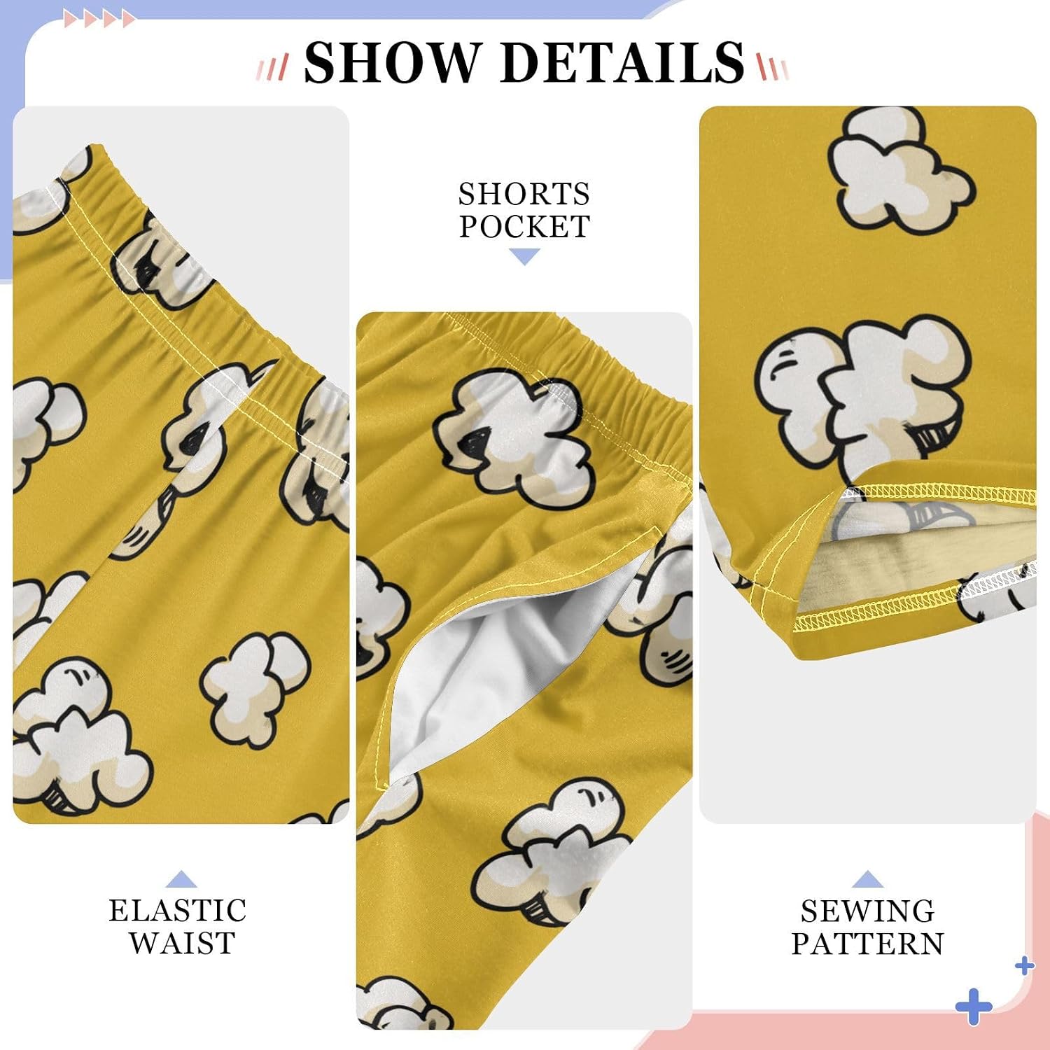 visesunny Boys' Pants Cartoon Popcorn Jogger Pants Elastic Waist Long Bottoms Trousers S-XL
