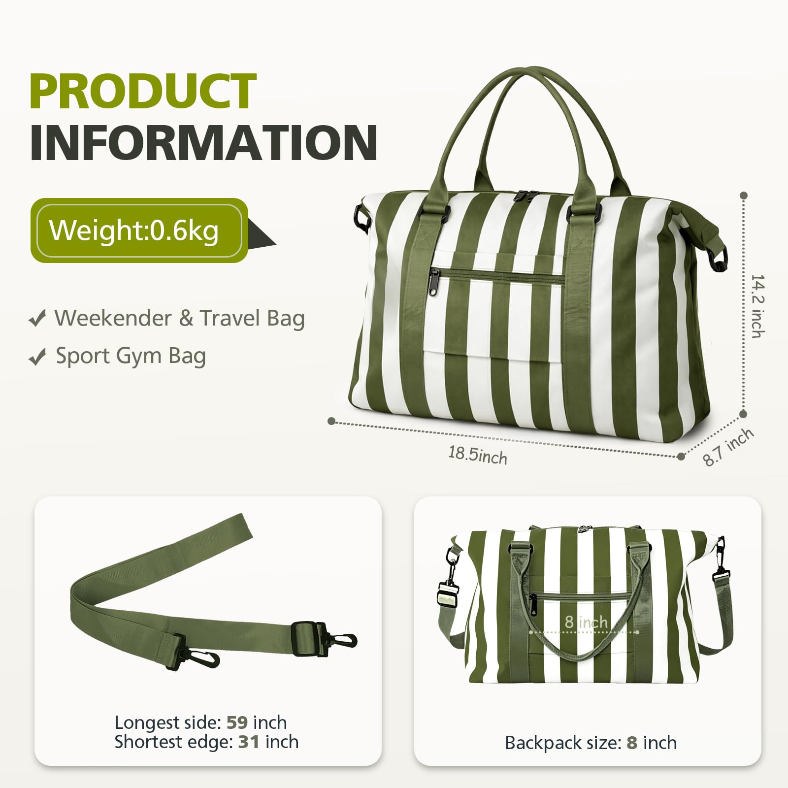 TOPBAG Travel Duffle Bag, Waterproof Weekender Carry On Tote Bags for Women, Sport Gym Bag for Men, Hospital Bag for Labor and Delivery, Overnight Luggage Bag with Trolley Sleeve view 4
