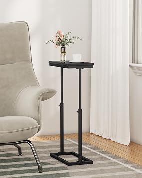 TUTOTAK End Table, Side Table, Tall Couch Table, Sofa Table, Living Room, Bed Room, Black TB01BK083EU