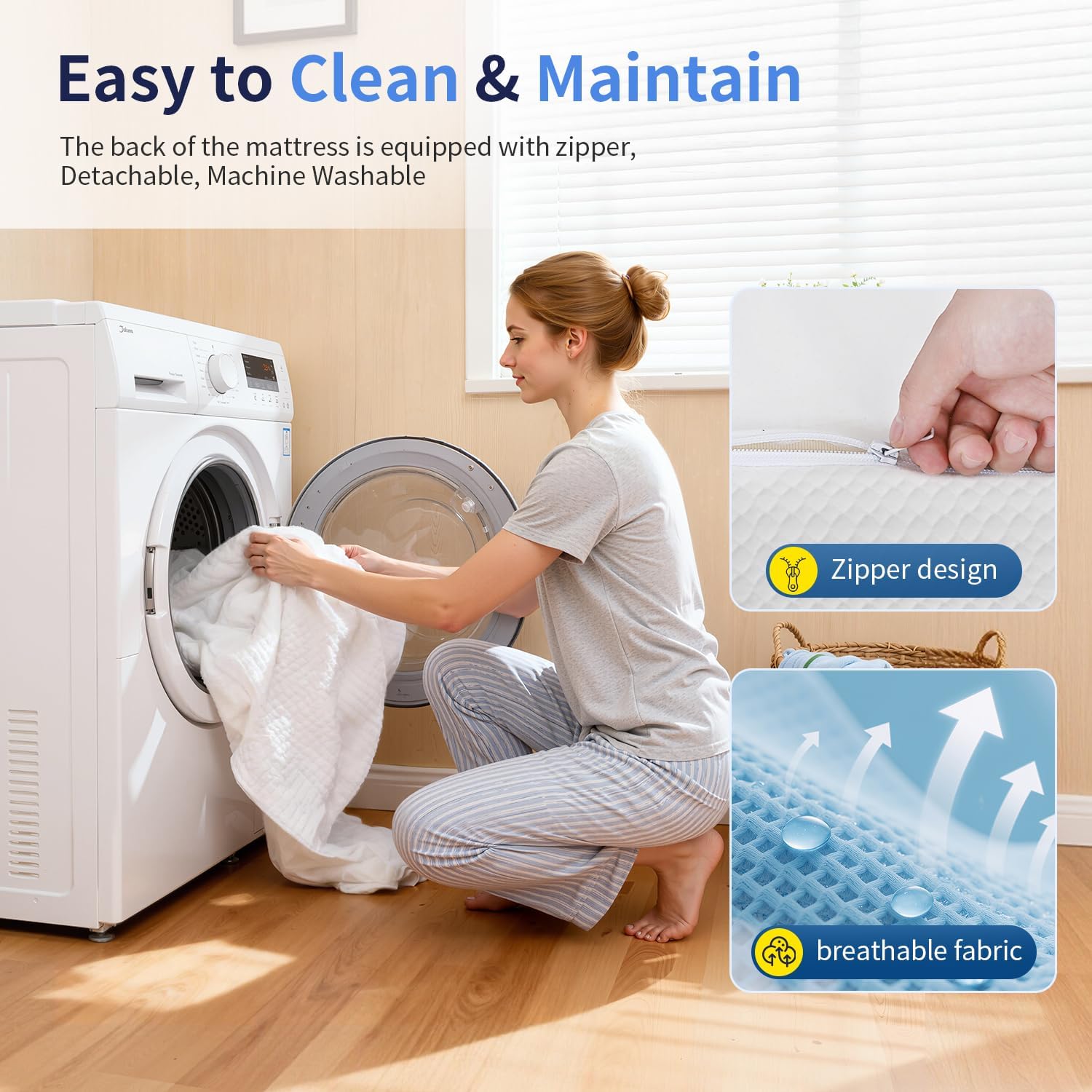 FDW | 8 Inch Twin Mattress | Medium Firm | Gel Memory Foam Mattress | White | Bed in a Box, CertiPUR-US Certified | Pressure Relief, Cooling Ventilated Foam | Washable Removable Cover thumbnail