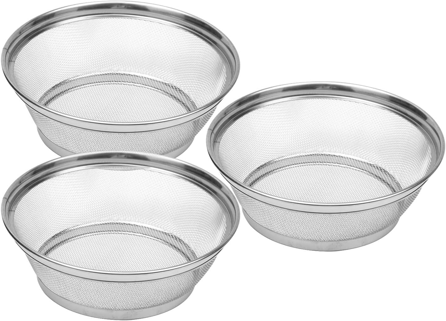 Garneck 3pcs Stainless Steel Multipurpose Drain Basin Set with Large-capacity Storage and Rounded Corners for Washing Fruits and Vegetables in Kitchen