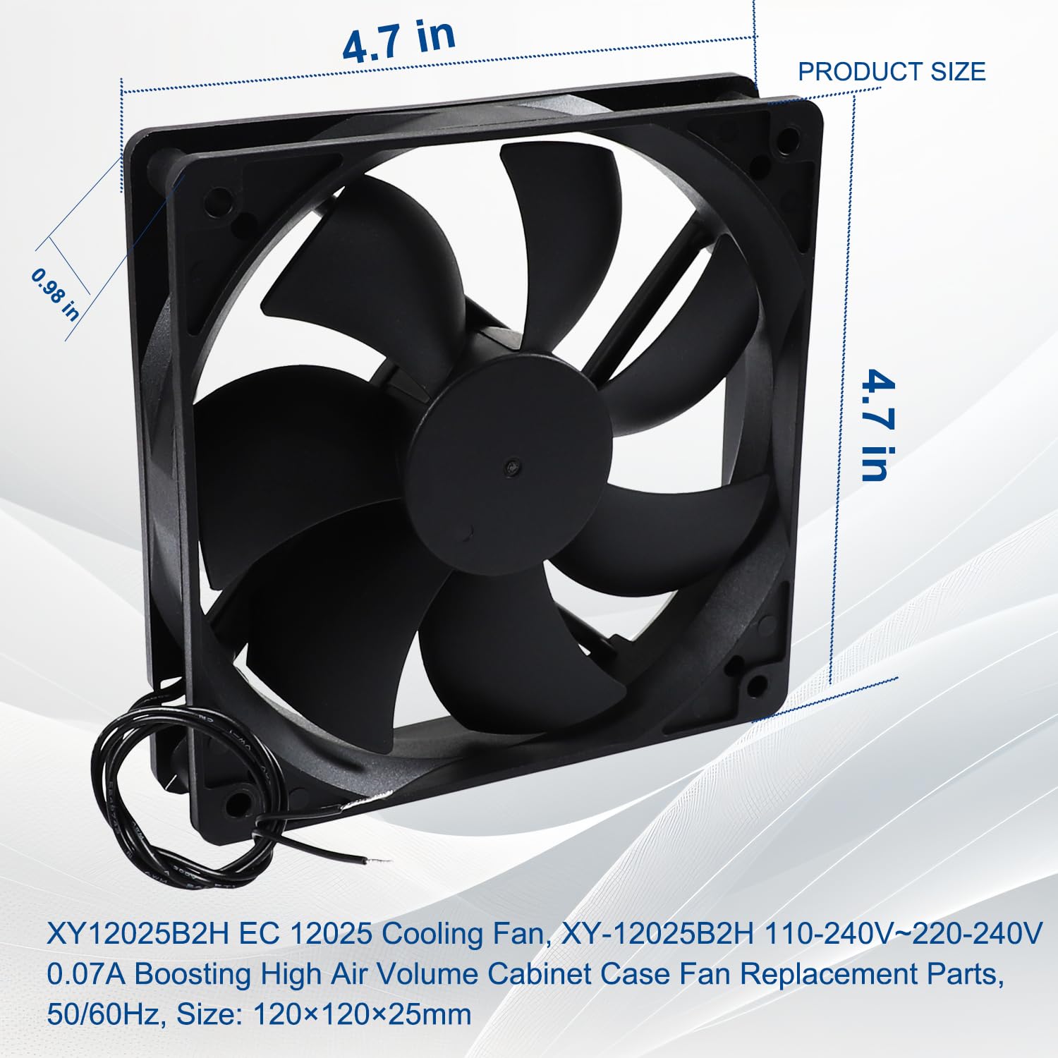 XY12025B2H EC 12025 Ventilateur de refroidissement, XY-12025B2H 110-240V ~ 220-240V 0.07A Boosting High Air Volume Boîtier Ventilateur Pièces de rechange, 50/60Hz, Taille: 120×120×25mm 2PCS