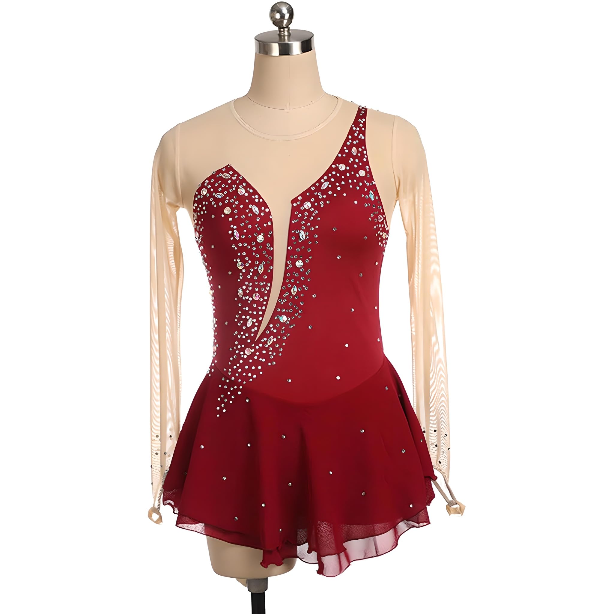 Vestito da pattinaggio artistico su ghiaccio, abiti da pattinaggio a rotelle per donne, vestiti per pattinaggio su ghiaccio per ragazze