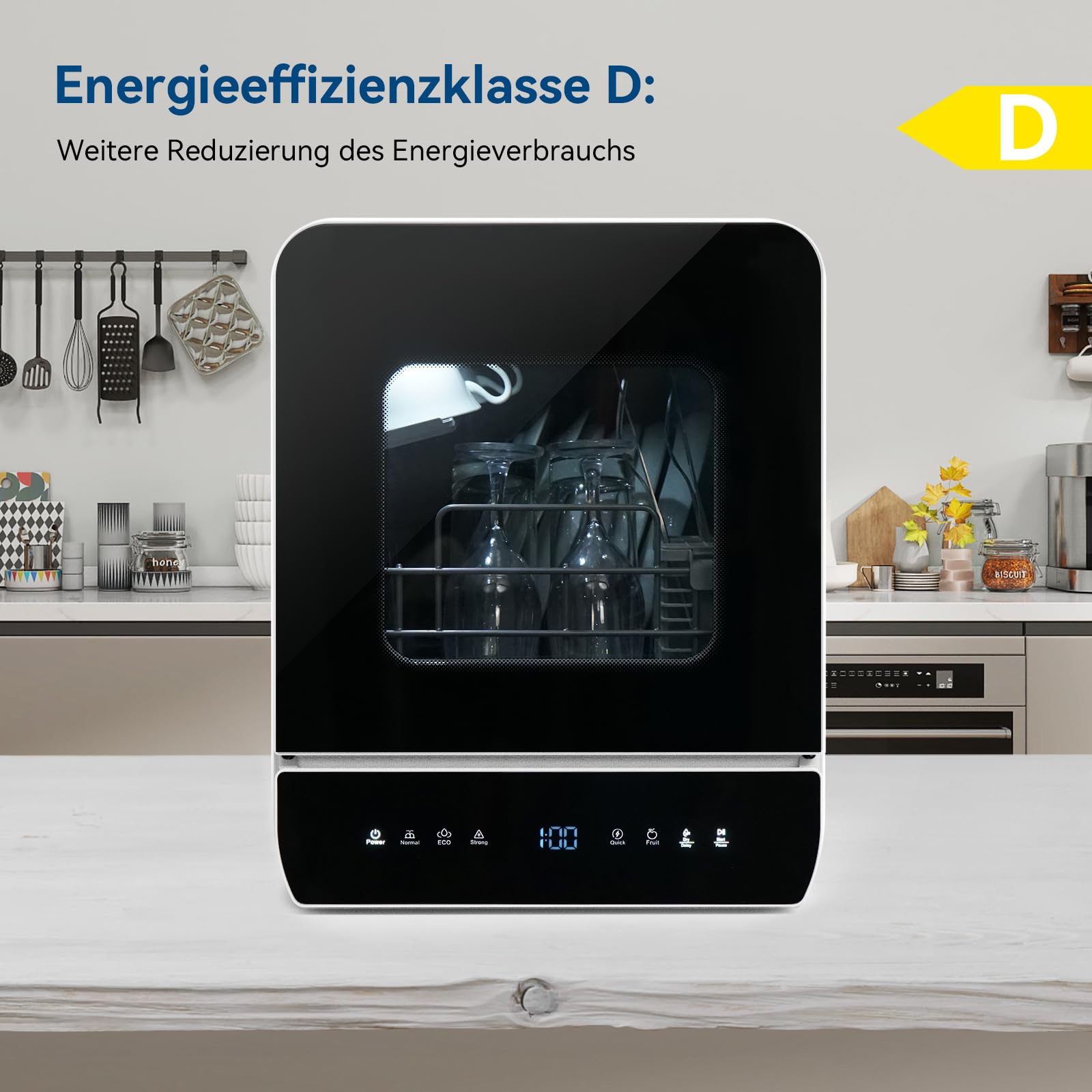 Mini Geschirrspüler 3 Gedecke Tischgeschirrspüler 7 Programme Trocknungsfunktion Spülmaschine 4.8L Touch Control
