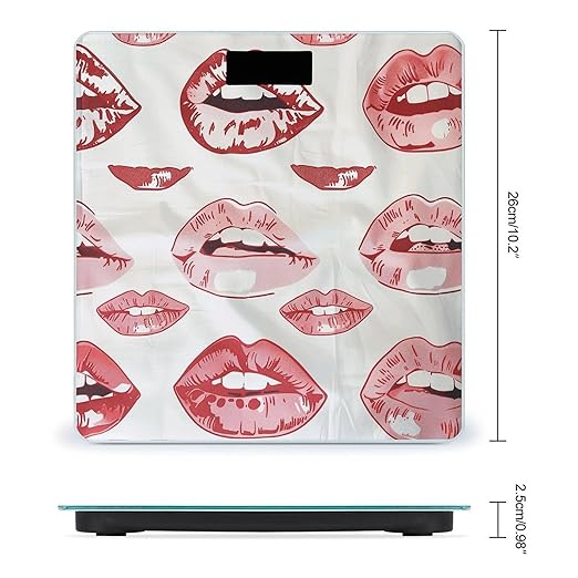 Báscula Digital Corporal de Baño Patrón Labios Rojos miniatura 2
