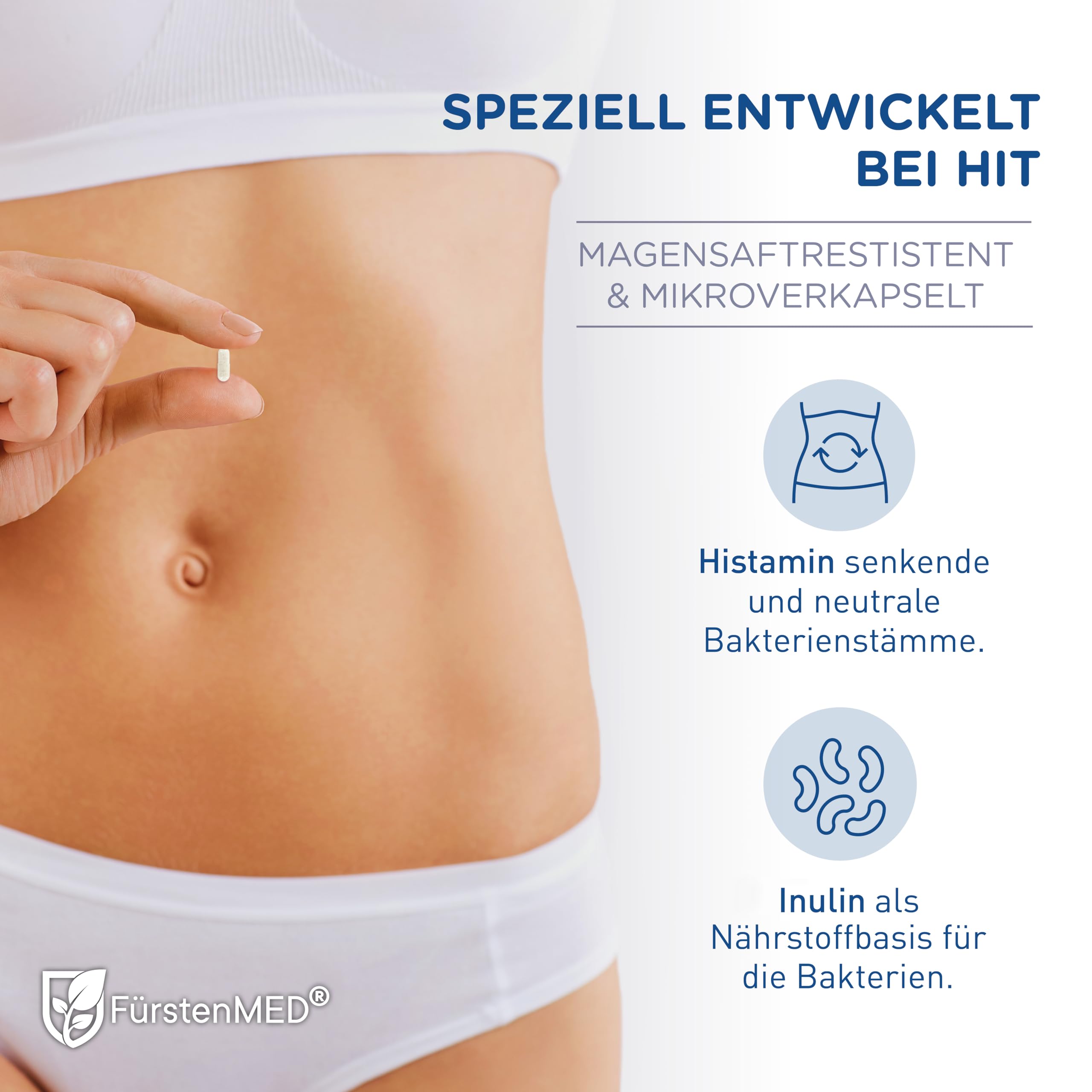 FürstenMED® Bifidoflor HIT - Lactobacillus und Bifidobacterium Kapseln - 60 magensaftresistente Kapseln mit Inulin als Nährboden - Laborgeprüft, Vegan und Ohne Zusatzstoffe