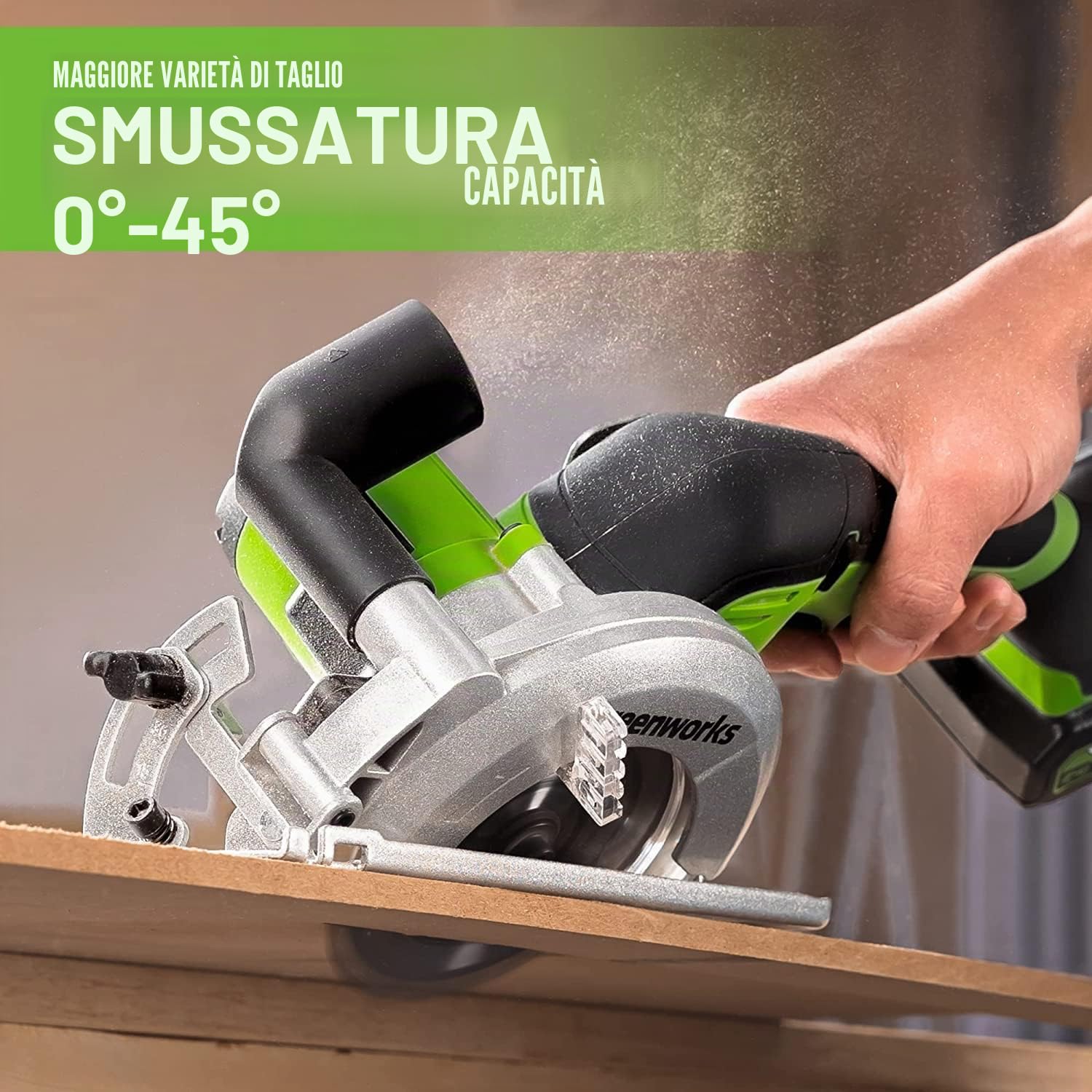 Greenworks 24 V Senza Spazzole 4-1 o 2" Sega Circolare Compatta, 6.500 RPM, Solo Strumento
