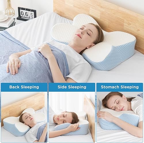 Miniatura 6 de HOMFINE Funda de almohada para refrescar almohada cervical de espuma viscoelástica, azul (no almohada)