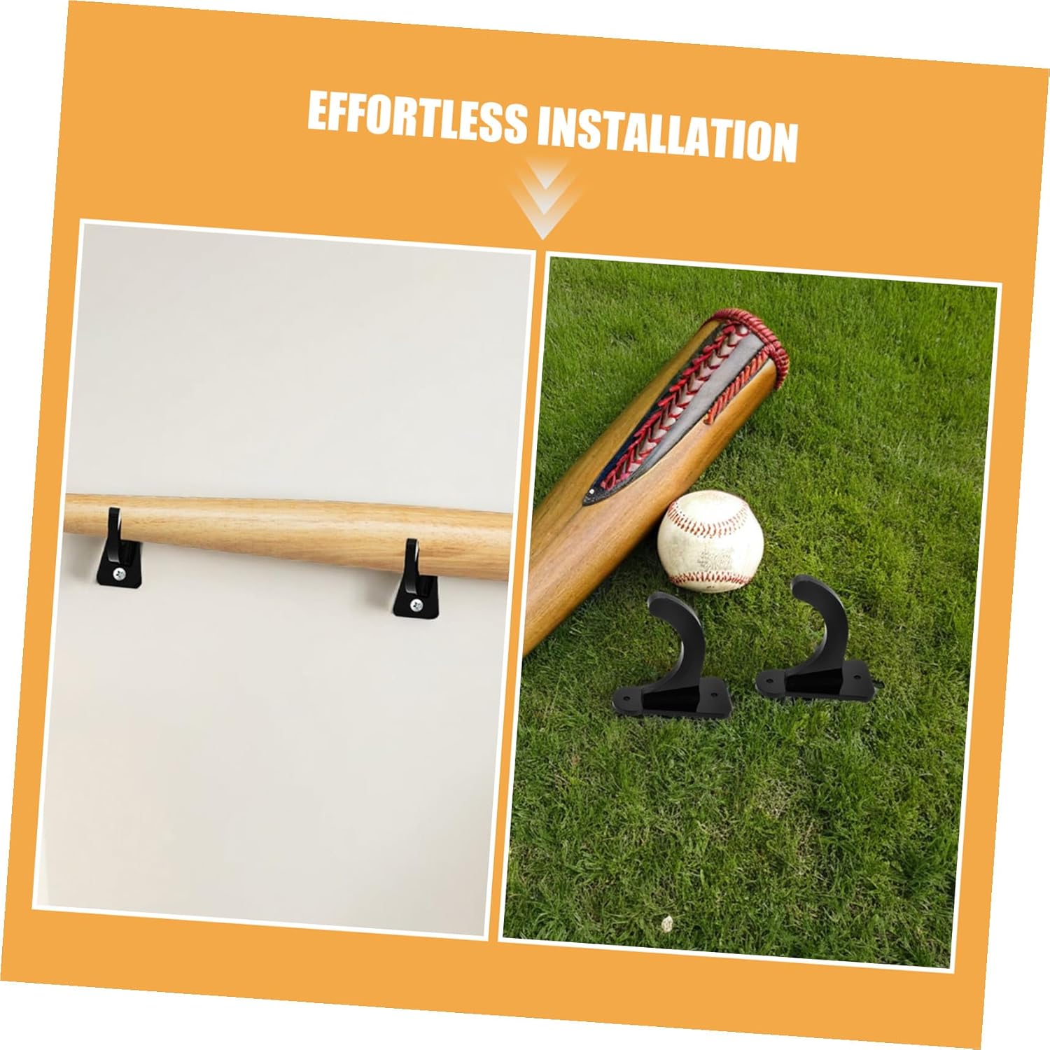 4pcs Heavy Duty Baseball Bat Wall Mount Holder Softball and Baseball Bat Display Rack with Sturdy Construction Easy Installation Space-saving Wall Storage for Home Garage Sports