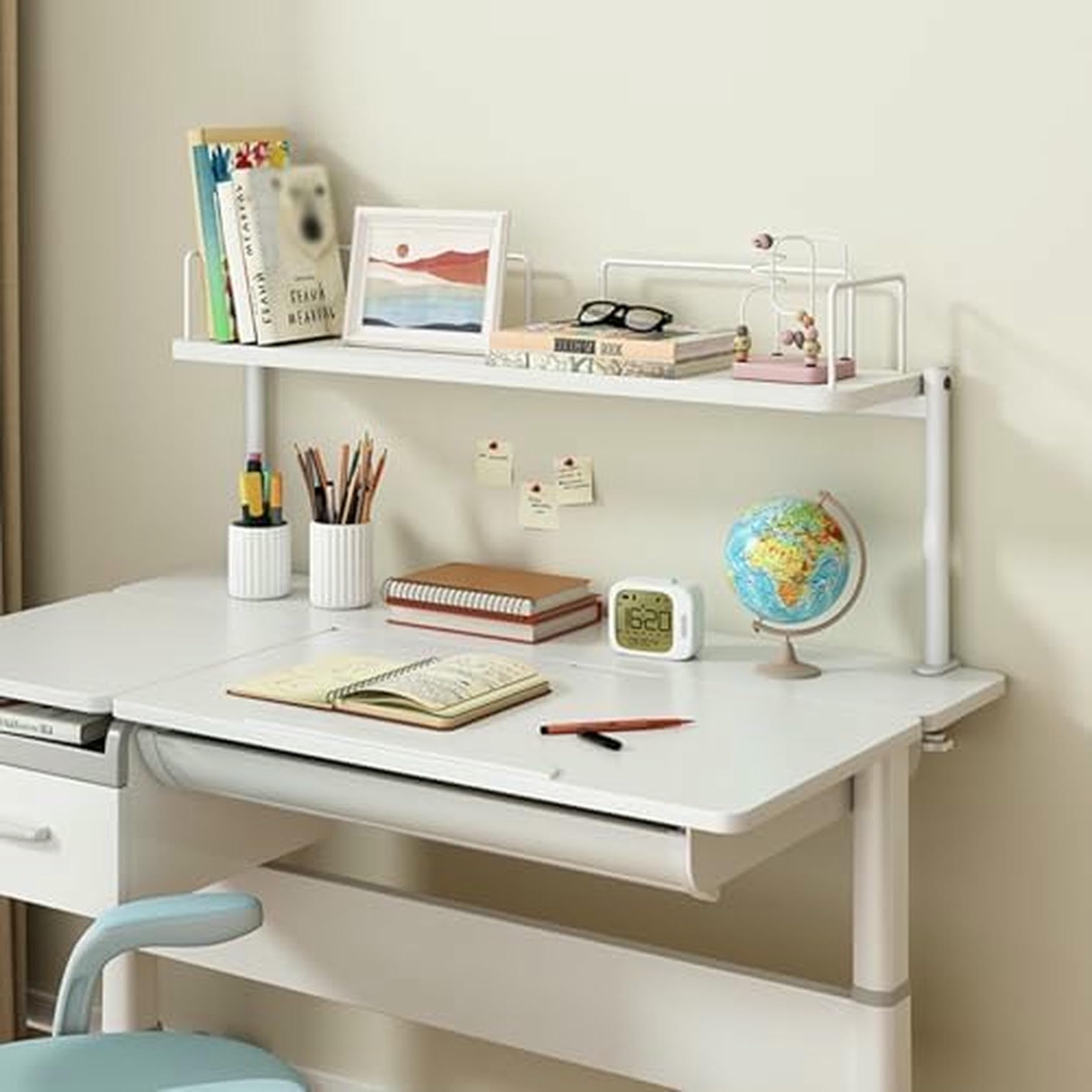 Gabbia da scrivania nera – Scaffale portaoggetti in legno e mini libreria per casa, ufficio, università, dormitorio, studenti, organizer salvaspazio da scrivania con pannello forato, libreria moderna