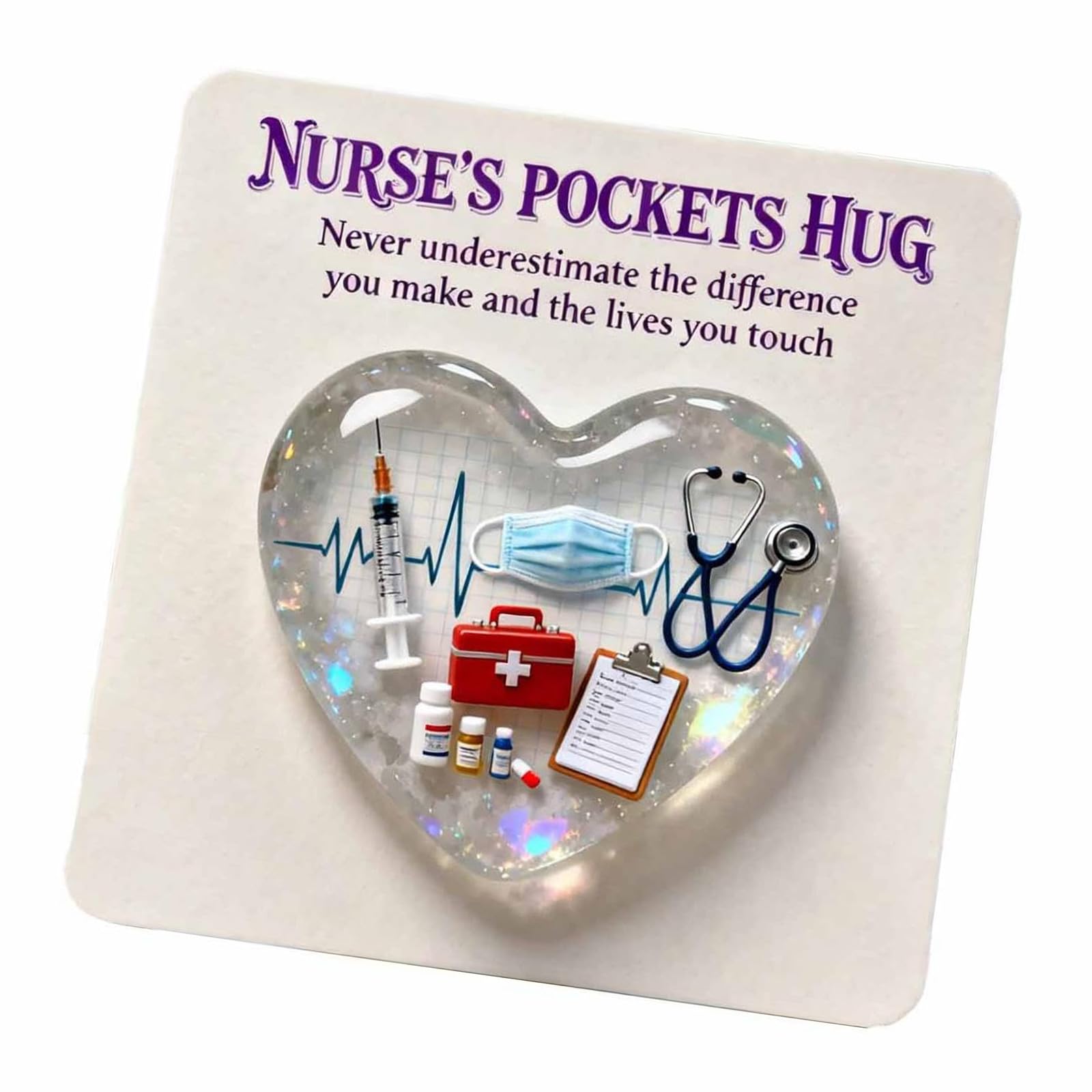 hogtnd Elegant Nurse Hug, Acrylic Motivational Souvenir, Portable Inspirational Card for Birthdays and Anniversaries, Wedding Card