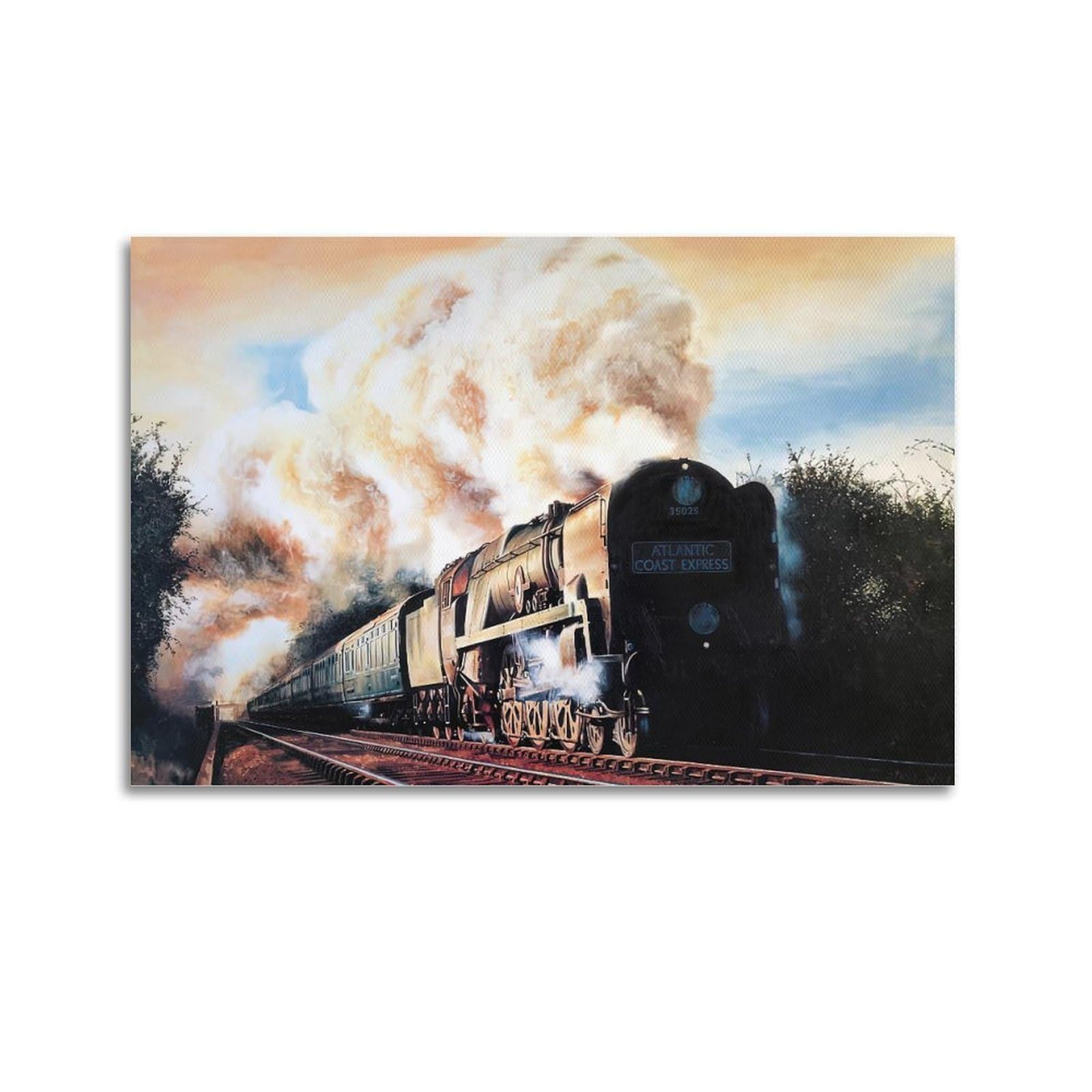 ZSZWHJ Vintage Transport Art Poster Train Railway Poster Decorative Painting Canvas Wall Posters And Art Picture Print Modern Family Bedroom Decor Posters 24x36inch(60x90cm)