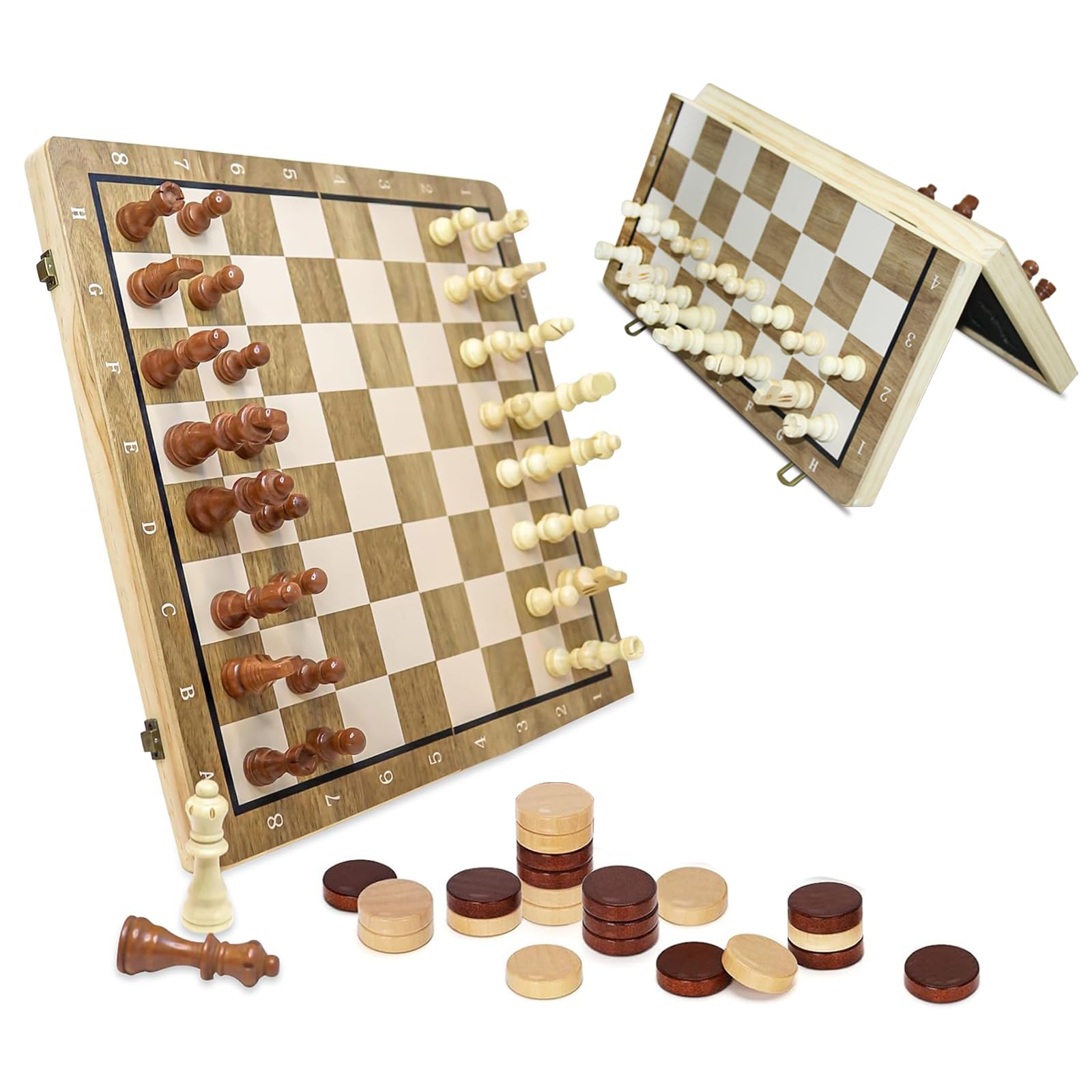 ちぇす Deluxe Magnetic Wooden Chess Set - 15.6 Inches with Storage