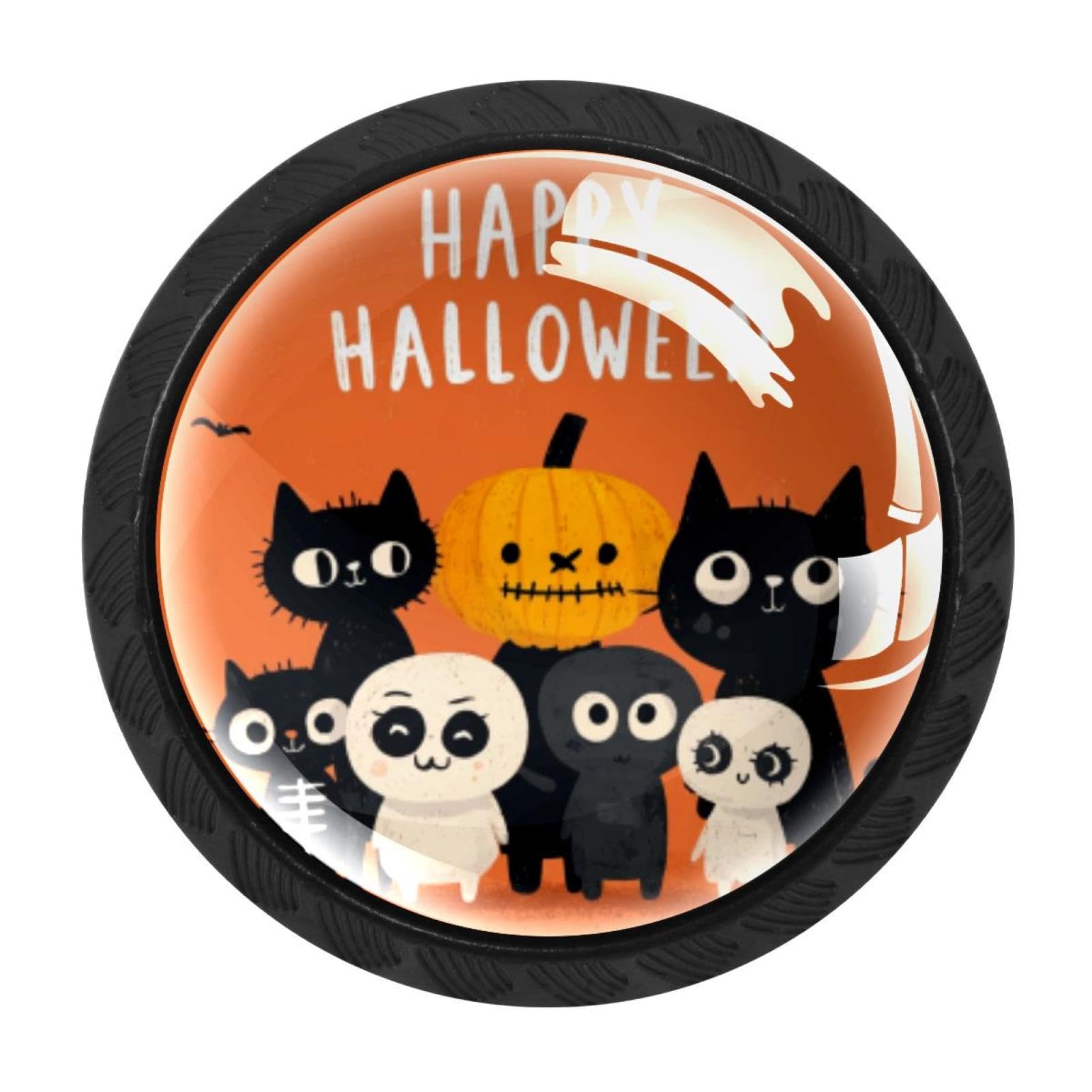 CHENZZZZ 4 pcs Happy Halloween (2) Cabinet Knobs Crystal Drawer Pulls for Kitchen, Bathroom Cabinet, Dresser and Cupboard