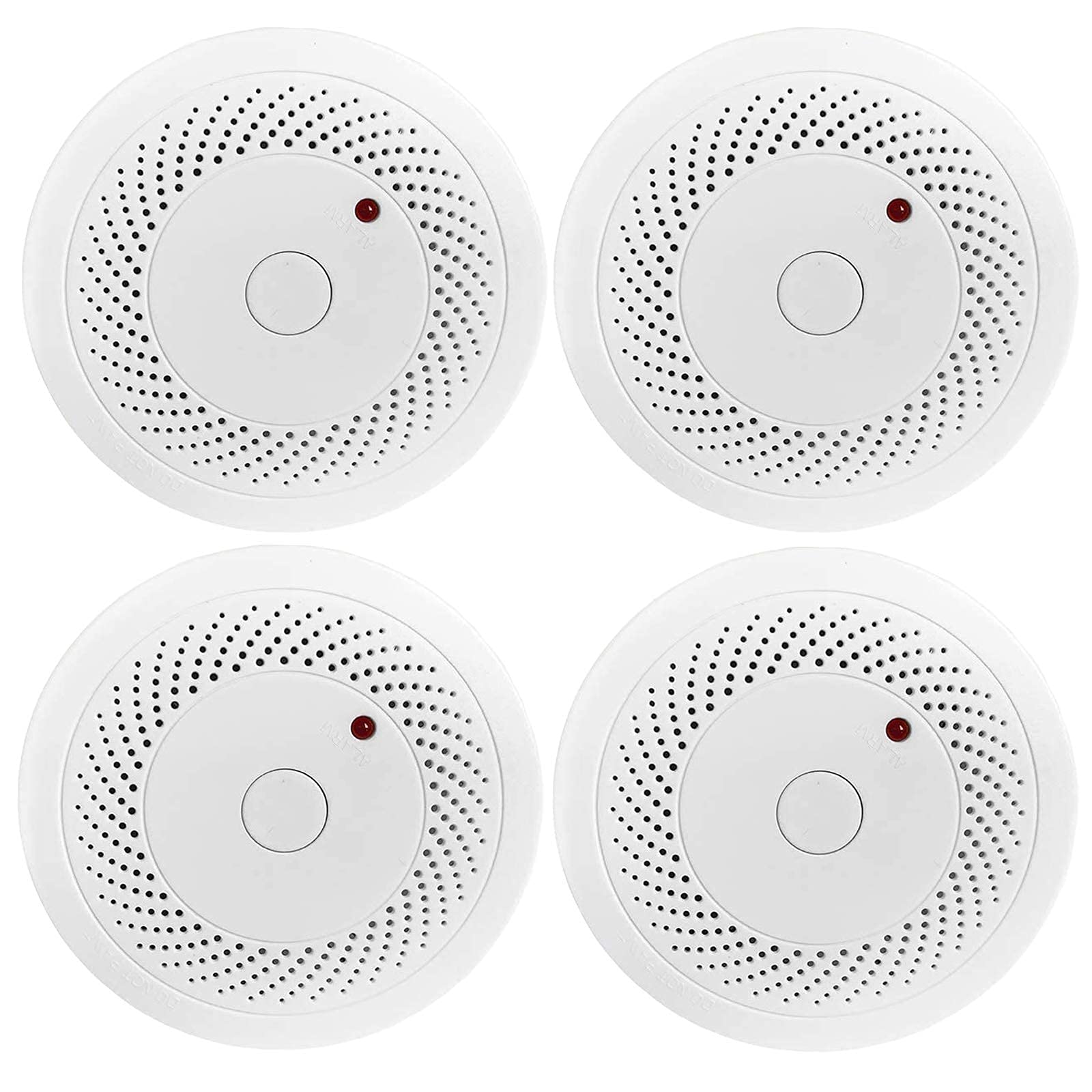 4 Pack Smoke Detector Battery Operated with Photoelectric Sensor and Silence Button, Travel Portable