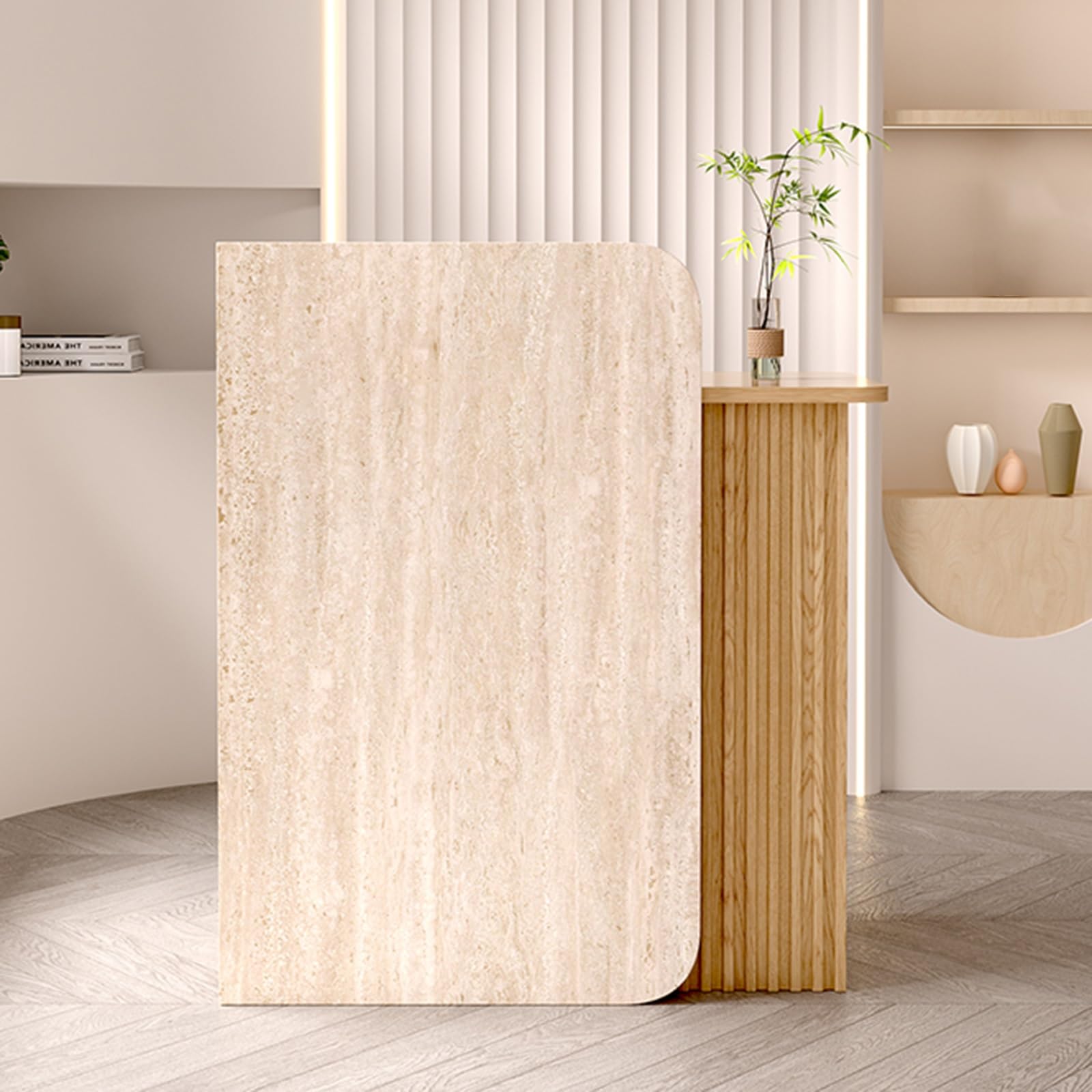 Empfangstheke Rezeption Rezeptionstheke Empfangstresen Mit Computertisch Aus Holz Rezeptionstresen Modern Büromöbel Thekentisch for Supermärkte Convenience Stores Und Hotels(Stone grain light,80x95x45