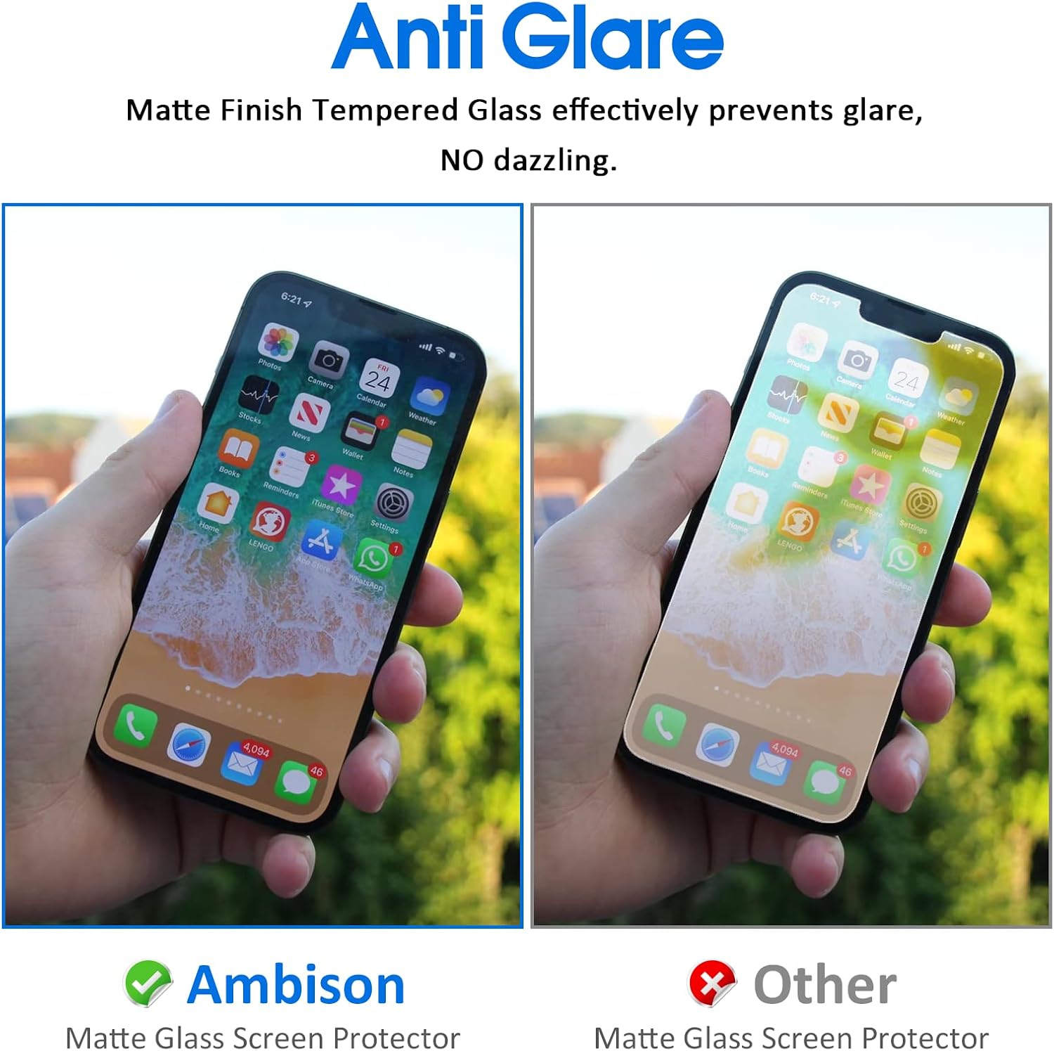 [2 Pack] Ambison Matte Glass Screen Protector Designed for iPhone 17e/16e/iPhone 14/iPhone 13/13 Pro, Install Frame/Bubble Free/Anti-Glare&Fingerprint, 9H Tempered Glass Clear for iPhone 16e/14/13 Pro 6.1inch