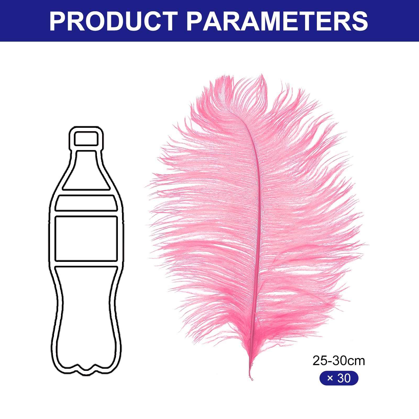 PATIKIL 30 Pcs Natural Ostrich Feathers Bulk 10-12 Inch/ 25-30 cm Large Ostrich Feathers for Crafts Home Decoration Wedding Party Vase Decor (Pink) - Image 2