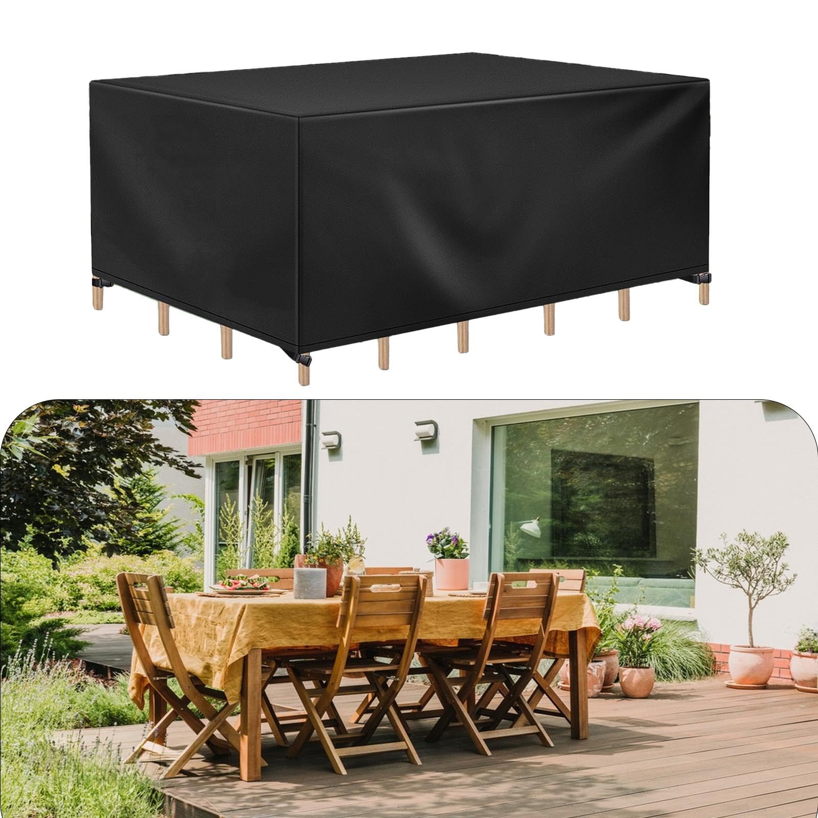 HNYDM Outdoor Garden Furniture Covers, 80x120x25cm/LxWxH 600D Heavy Duty Oxford Patio Furniture Cover for outside Rectangle Table and Chair Set, Rattan Furniture Set Anti-UV Rain Snow Dust Wind-Proof
