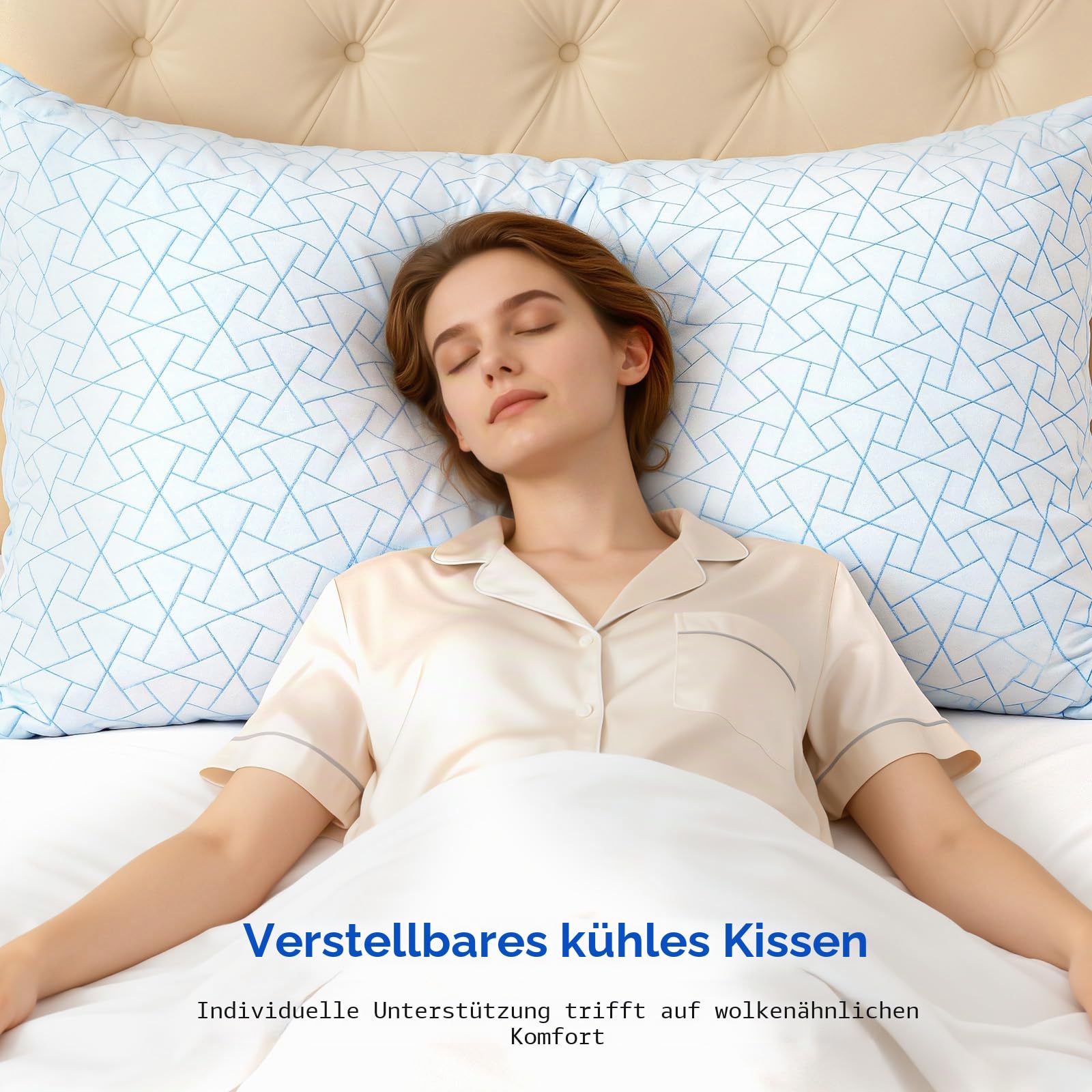 A-Pce Höhenverstellbares kühlendes kopfkissen 76x51cm (2er Set) | Allergiker großes Schlafkissen mit Mikrofaserfüllung, Atmungsaktiv Zerkleinerter Memory Foam Kissen für alle Schläfer