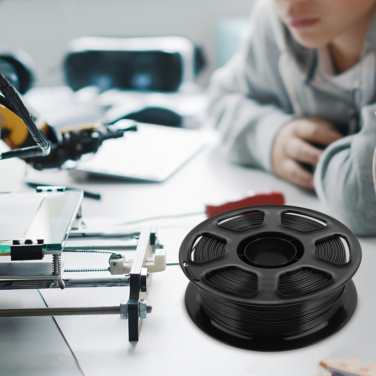 Filamento 3d Petg Negro de 1,75mm, Alta Precisión para Impresión