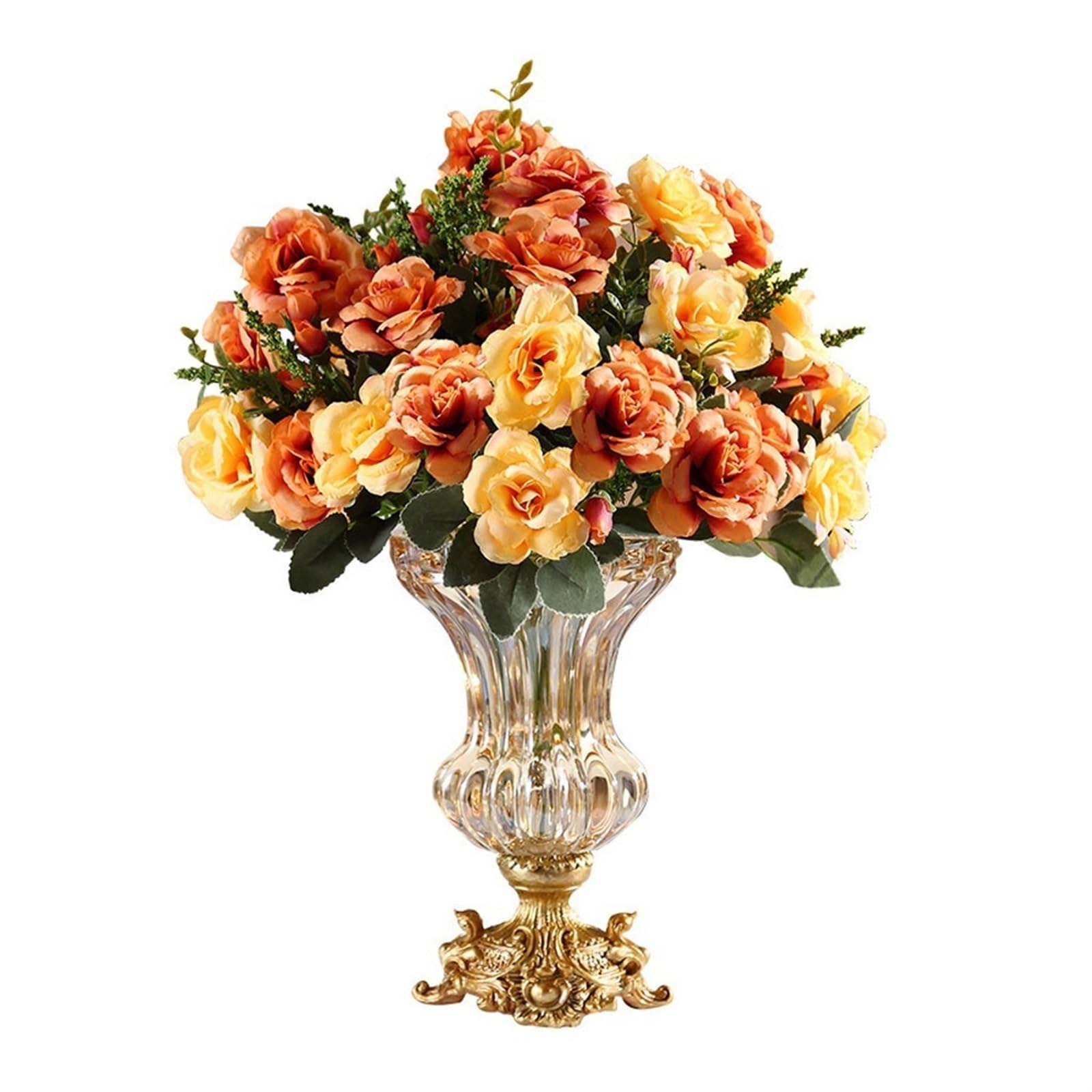 Künstliche Blumen Seide Tuch Künstliche Blumen Europäischen Stil Kristall Glas Vase Set for Zuhause Hochzeit Weihnachtsdekor Silk Gefälschte Blume Künstliche Blumen wie Echt