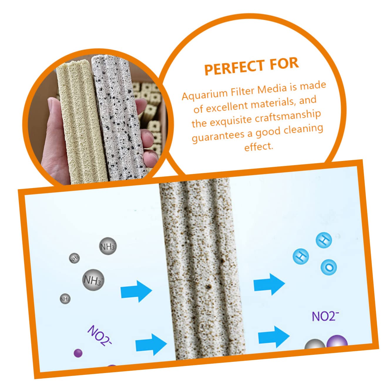 FRCOLOR Materiales Filtrantes para Acuarios Reutilizables y Compactos de Minerales, 10 Piezas para Filtros de Peceras, Accesorios Ideales para Filtración