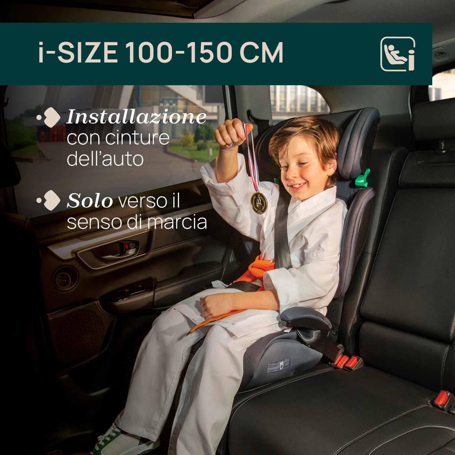 Chicco Quizy i-Size, Seggiolino Auto 3-12 Anni (100-150 cm), Peso 15-36 kg, Con Sistema Isofix, Regolabile in Altezza, con Braccioli Imbottiti e Seduta Confortevole, Gruppo 2/3, Blu