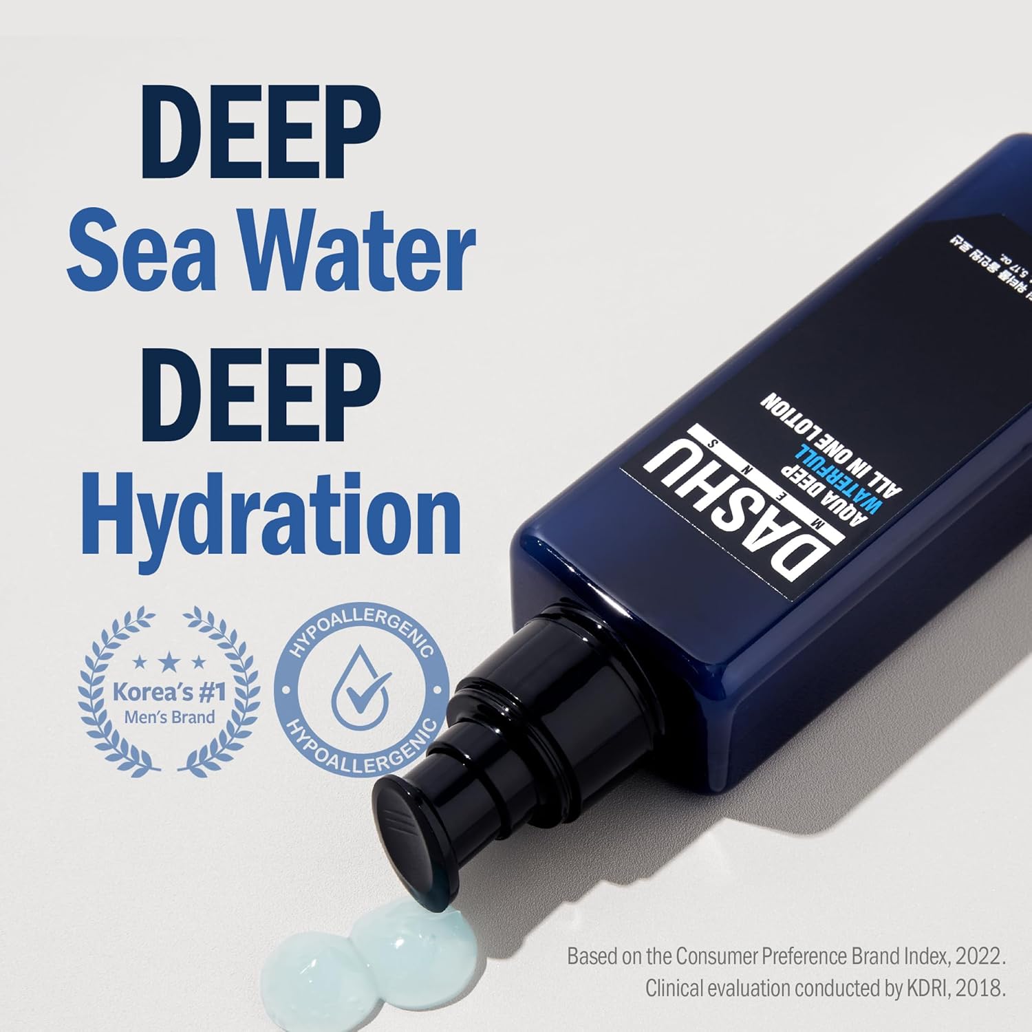 DASHU Aqua Deep Waterfull All-in-One Face Lotion for Men | Hydrating Age-Defying Toner, Essence, Moisturizer & Cream Korean Lotion 5.17 fl oz - Image 2