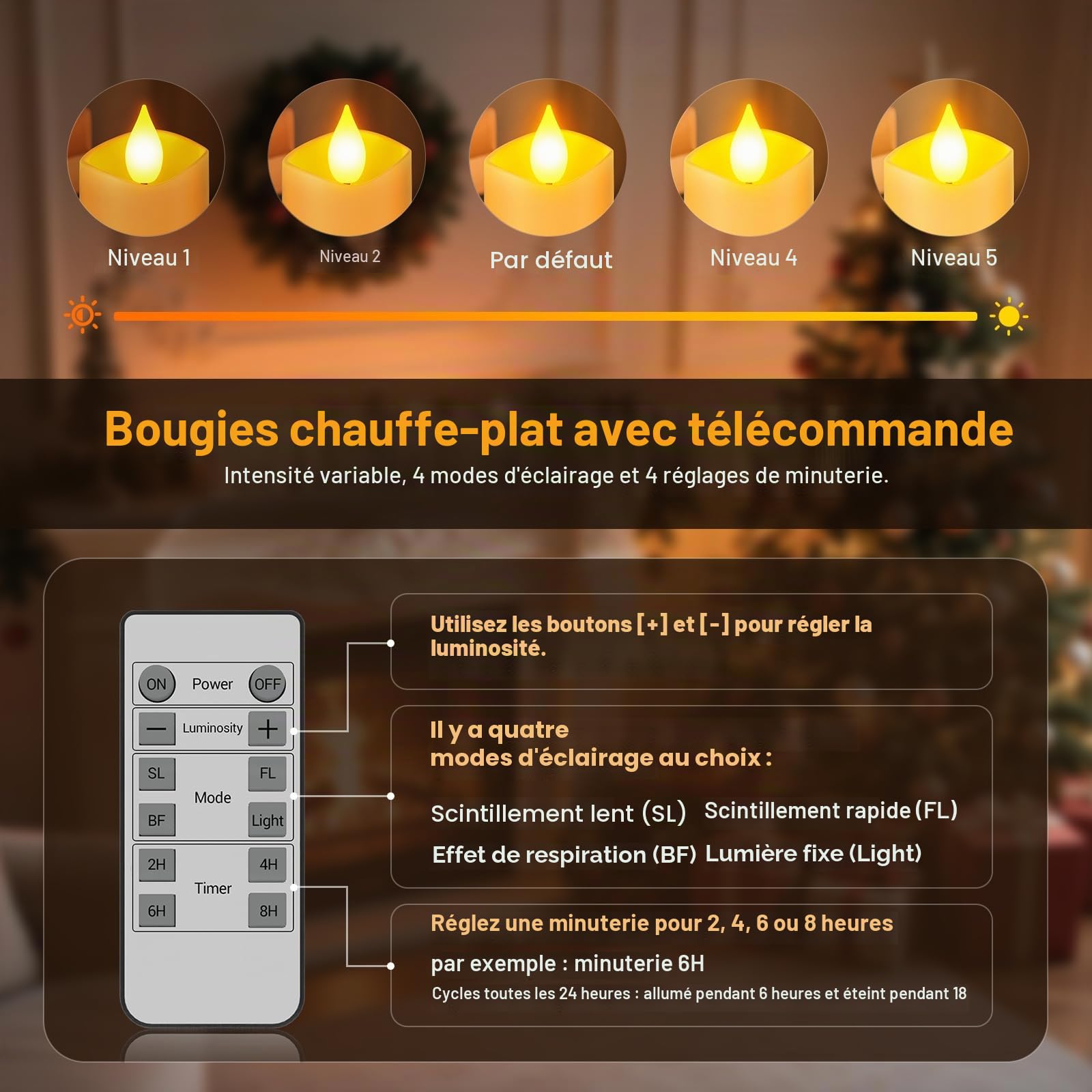 Yme Bougie Chauffe Plat LED Rechargeable avec Station de Recharge, 12 Fausse Bougies à LED Flamme Vacillante Bougie Decorative Electrique avec Télécommande pour Deco Noel Anniversaire Maison Chambre