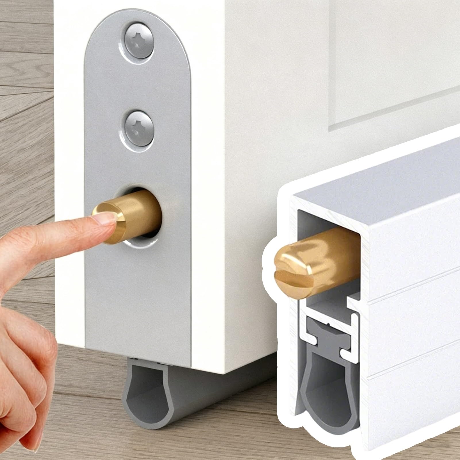 Burlete Automatico Puertas Burlete Automático Empotrado para Puerta, Burlete de Aluminio Insonorizante para Puertas de 150/120/100/90/80 cm, Sello Inferior para Burletes de Puerta(97cm(38in))