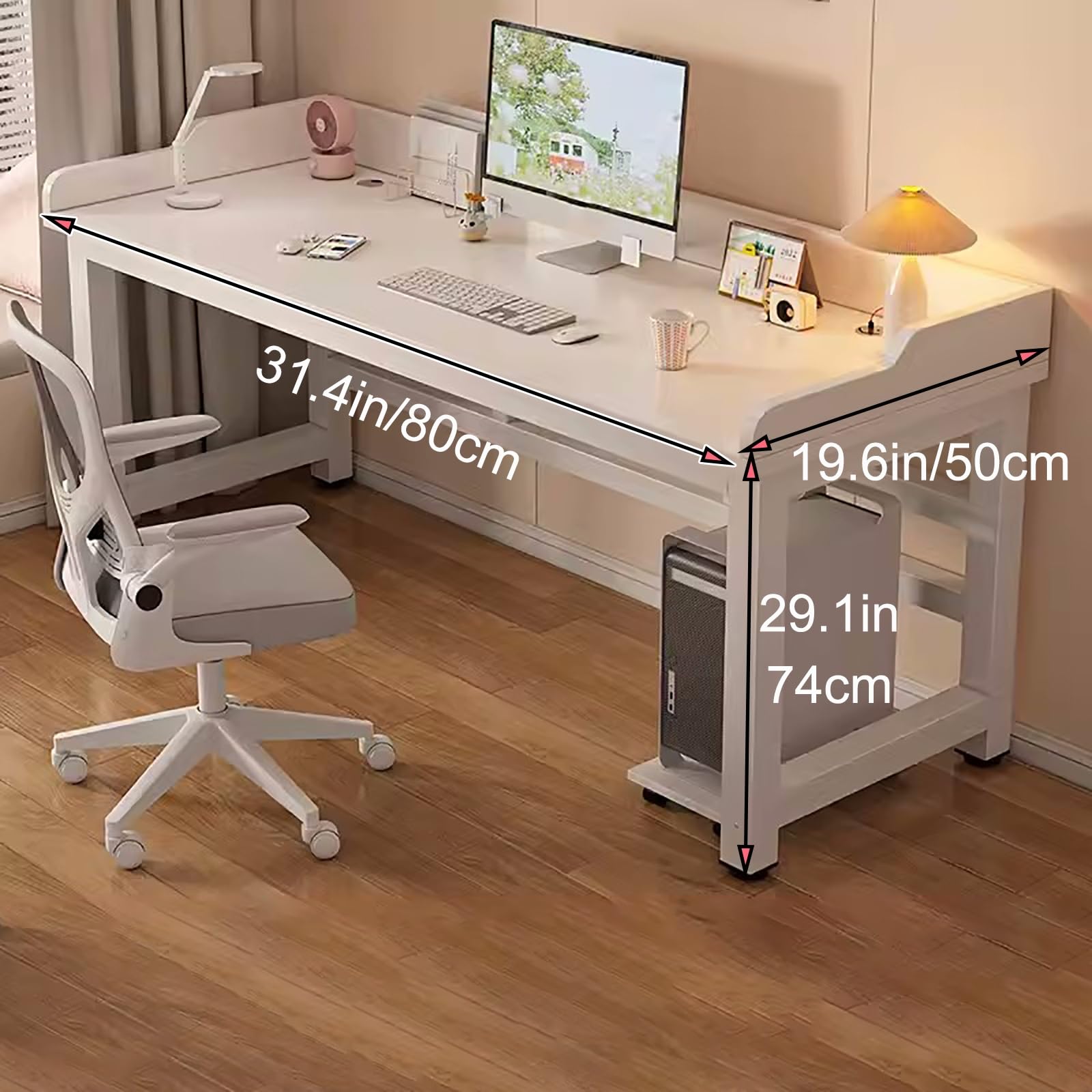 Amazon | シンプルな大型MDFパソコンデスク、スチールフレーム脚付