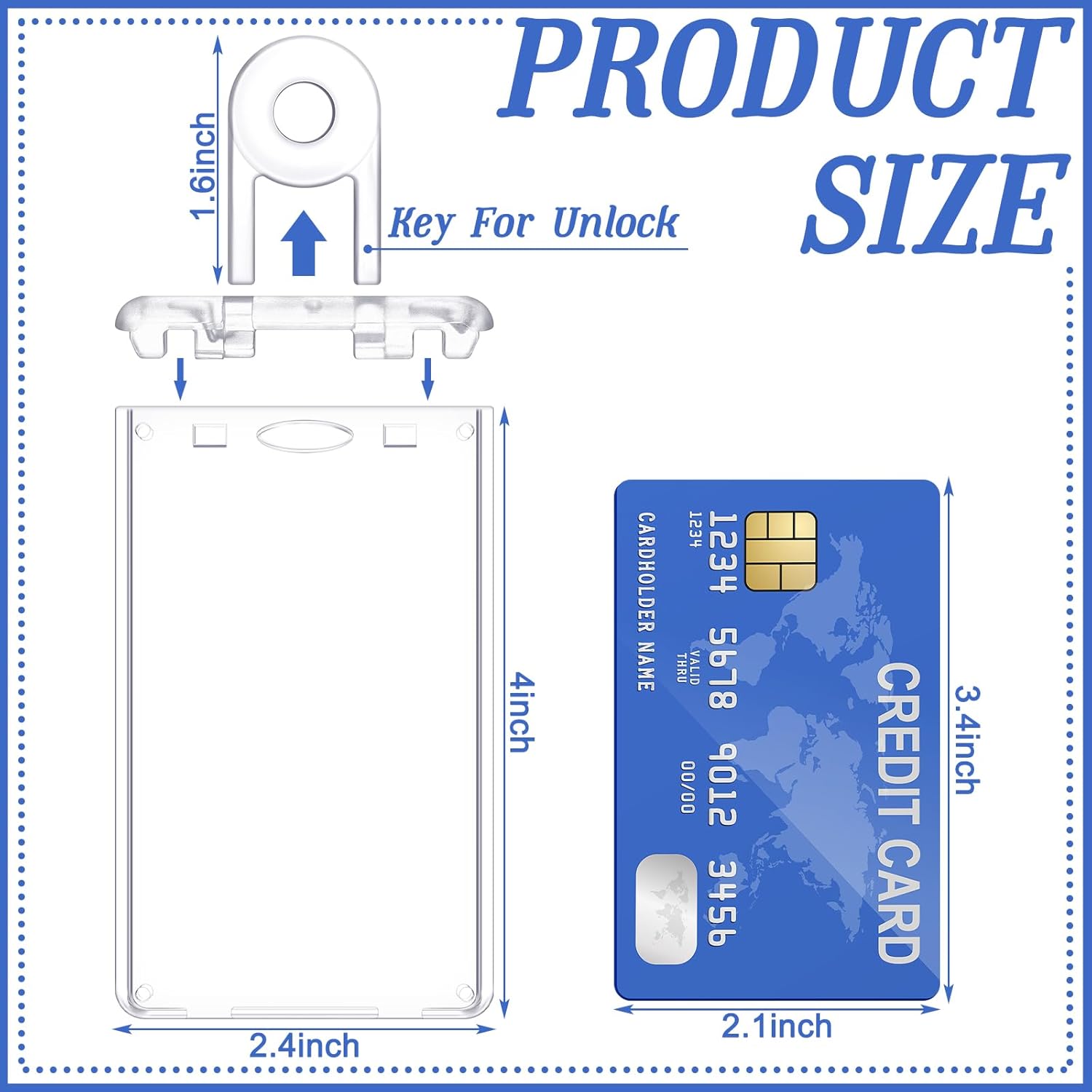 30 Pack Hard Plastic ID Badge Holder Bulk Vertical Permanent Locking Security Badge Holder Clear Heavy Duty Card Protector Case for Passes Access Cards Student ID RFID Keycards, 2.4 x 4.2 Inches