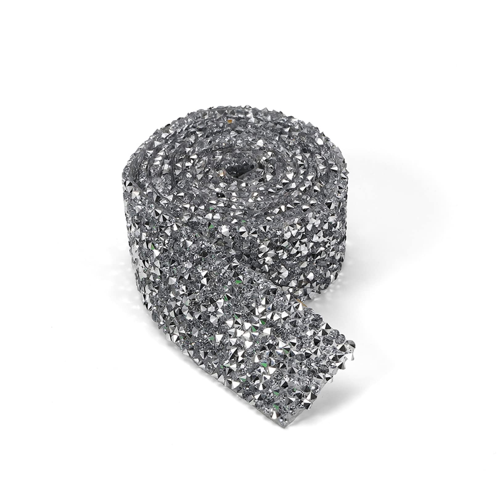 ACiyD 1 Yard Hinestones Trim Multi-Size Buntes Band mit auf Applikation glänzendem Kristall-Strassband für DIY-Schmuck (Color : Silver, Size : 1.5cm-1 Yard)