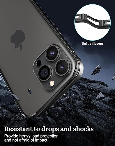 Miniatura 6 de Funda delgada de metal para iPhone 15 Pro Max de 6.7 pulgadas, interior de TPU suave + parachoques chapado en metal, compatible con carga