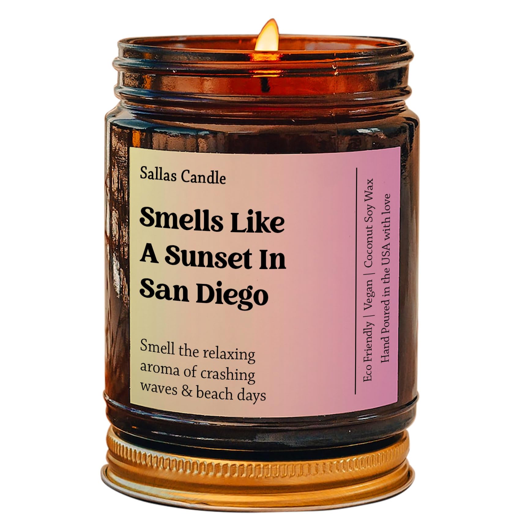 Smells Like A Sunset in San Diego Soy Wax Candle, San Diego Decoration Candle, Moving to San Diego, San Diego Gift, Eco Friendly 4Oz 9Oz Amber Candle 9 Scent Options