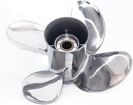CAPTAIN Propeller 11 5/8x12 Fit Suzuki Outboard Engine DT35C DT40 DF40 DF40A DF50 DF50A DT50 DT55 DT60 DF60A DT65 13 Tooth Spline 4 Blade Stainless Steel