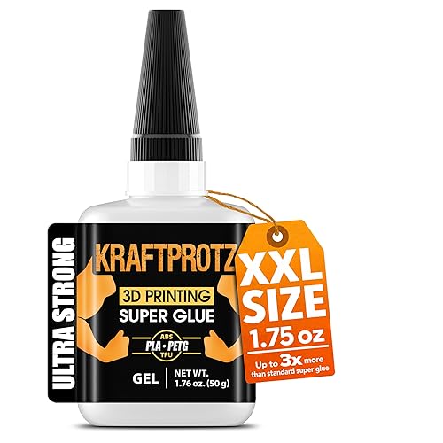 Súper pegamento en gel para impresora 3D – XXL 50g / 1.76oz de fuerza industrial – Se adhiere a PLA, ABS, PETG, TPU y Nylon – Extrafuerte,