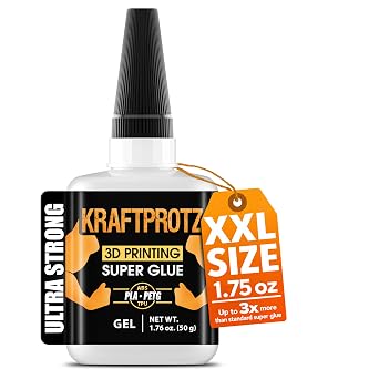 3D Printer Superglue Gel for PLA, ABS, PETG, TPU & Nylon 1.76 oz XXL No-Drip, Extra Strong & Waterproof Precision Tip for Repairs, Supports & Vertical Surfaces