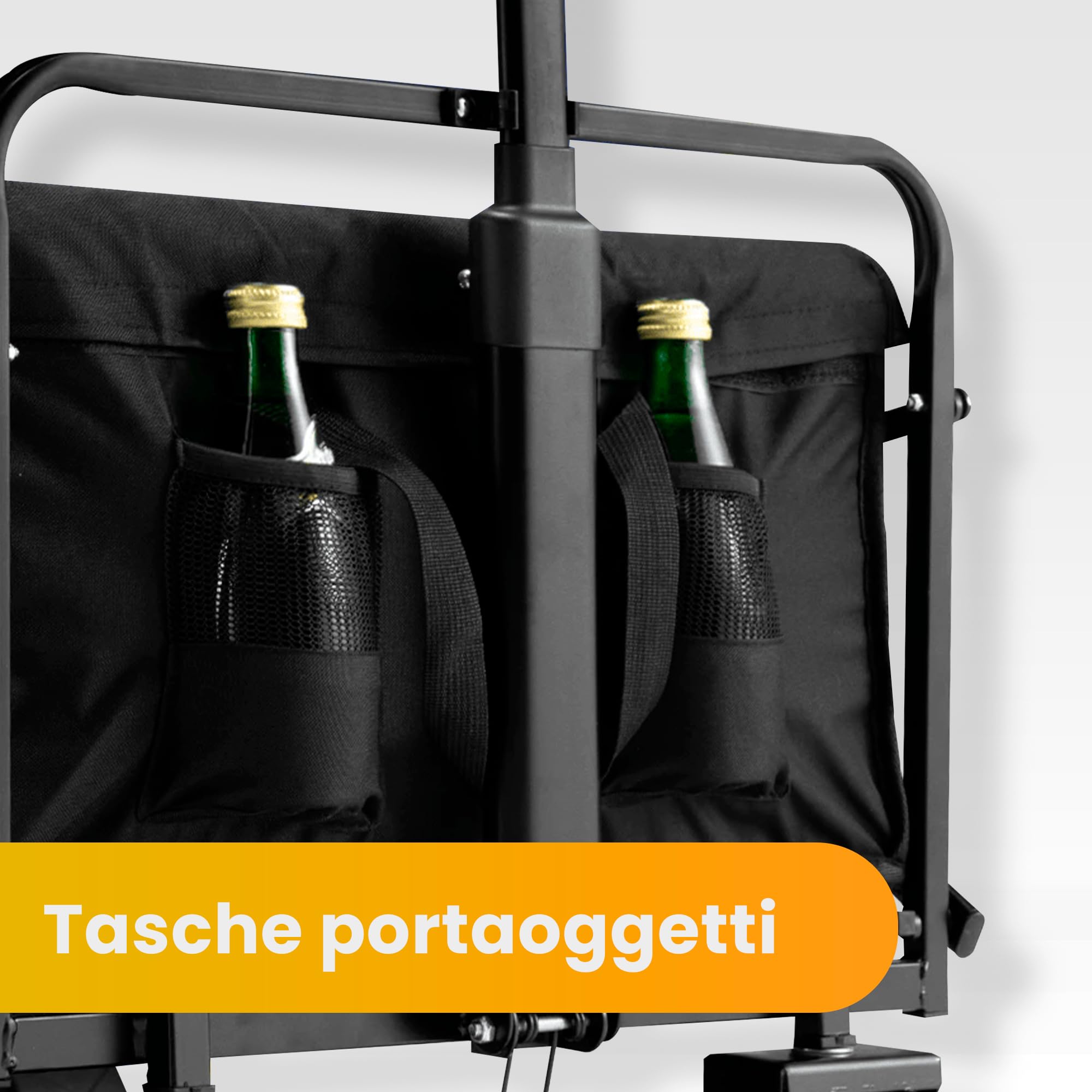 JUPPLIES Carrello da Spiaggia Pieghevole con Ruote Grandi Tutto Terreno in Acciaio e Tessuto Oxford 600D Impermeabile fino a 75kg | Carrello Portatutto Ideale per Mare, Campeggio, Giardino e Spesa