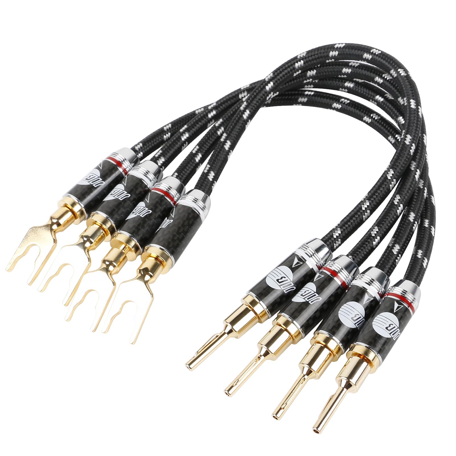 BOAACOUSTIC JIB Cavo Ponticelli Diffusori Cavi Ponti per altoparlante con forcelle Alta Qualità S-OCC Altoparlanti Jumpers Cavi Ponticelli Biwiring per Diffusori (20 cm,4 pezzi)
