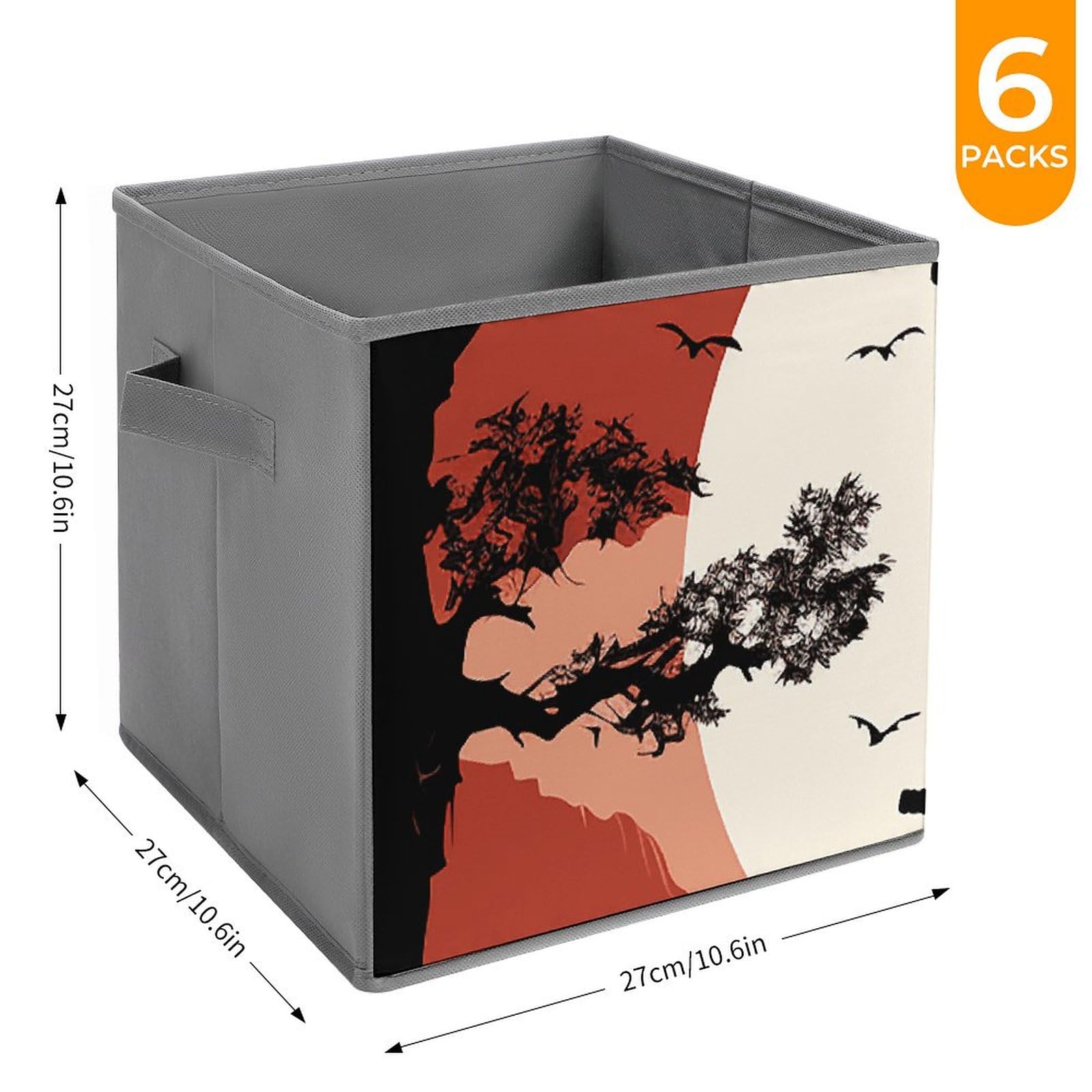 6er-Pack Aufbewahrungsboxen, 27,9 cm, Samurai-bedruckte Würfel-Aufbewahrungsbox, faltbarer Stoff-Aufbewahrungskorb mit Griffen für die Organisation zu Hause, geeignet für Kleiderschrank