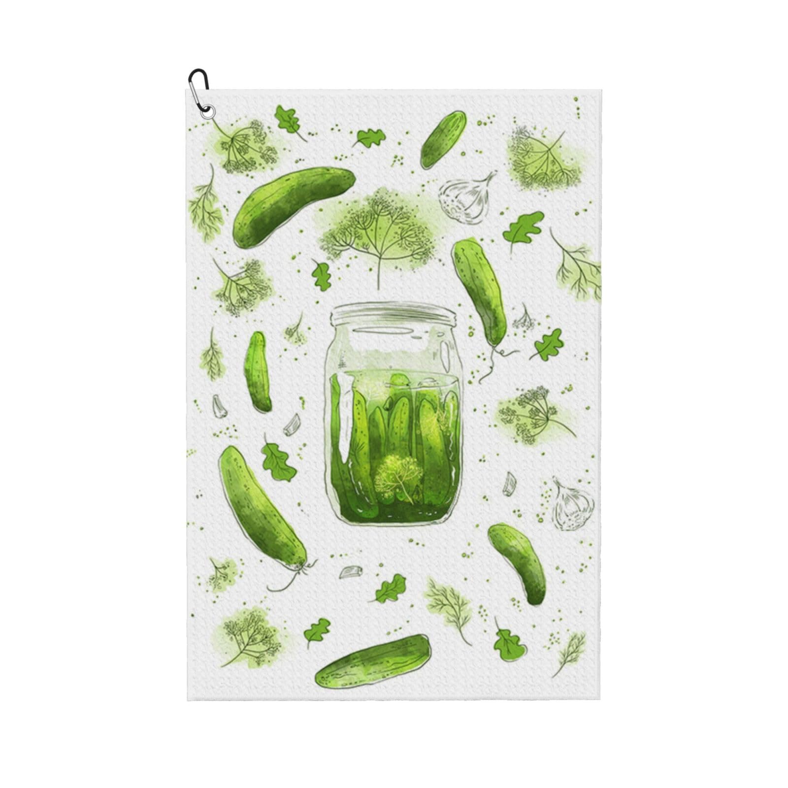 Cucumber Pickle, 16x24 in Portable Waffle Golf Towels with Carabiner Clip for Golf Bag